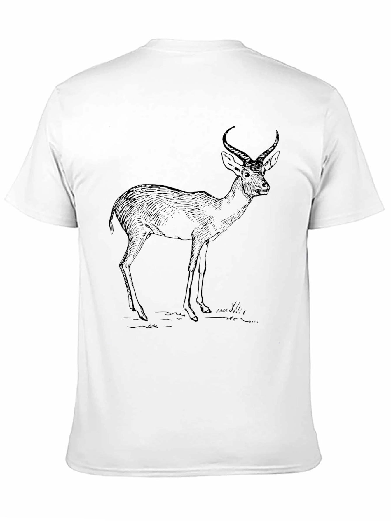 Black Graphic Tee - Deer Print Casual Wear