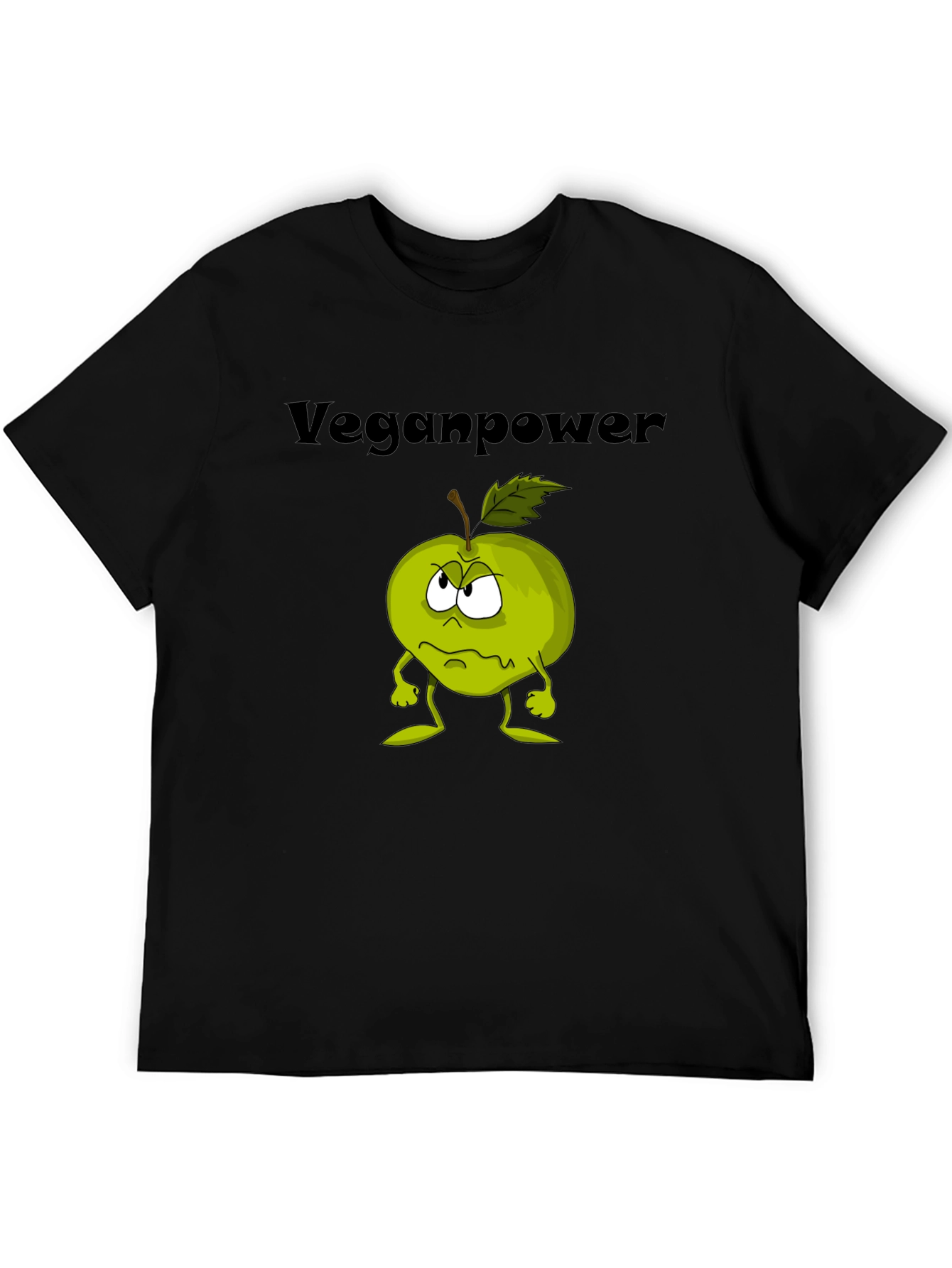 Veganpower Cartoon Apple Graphic T-Shirt