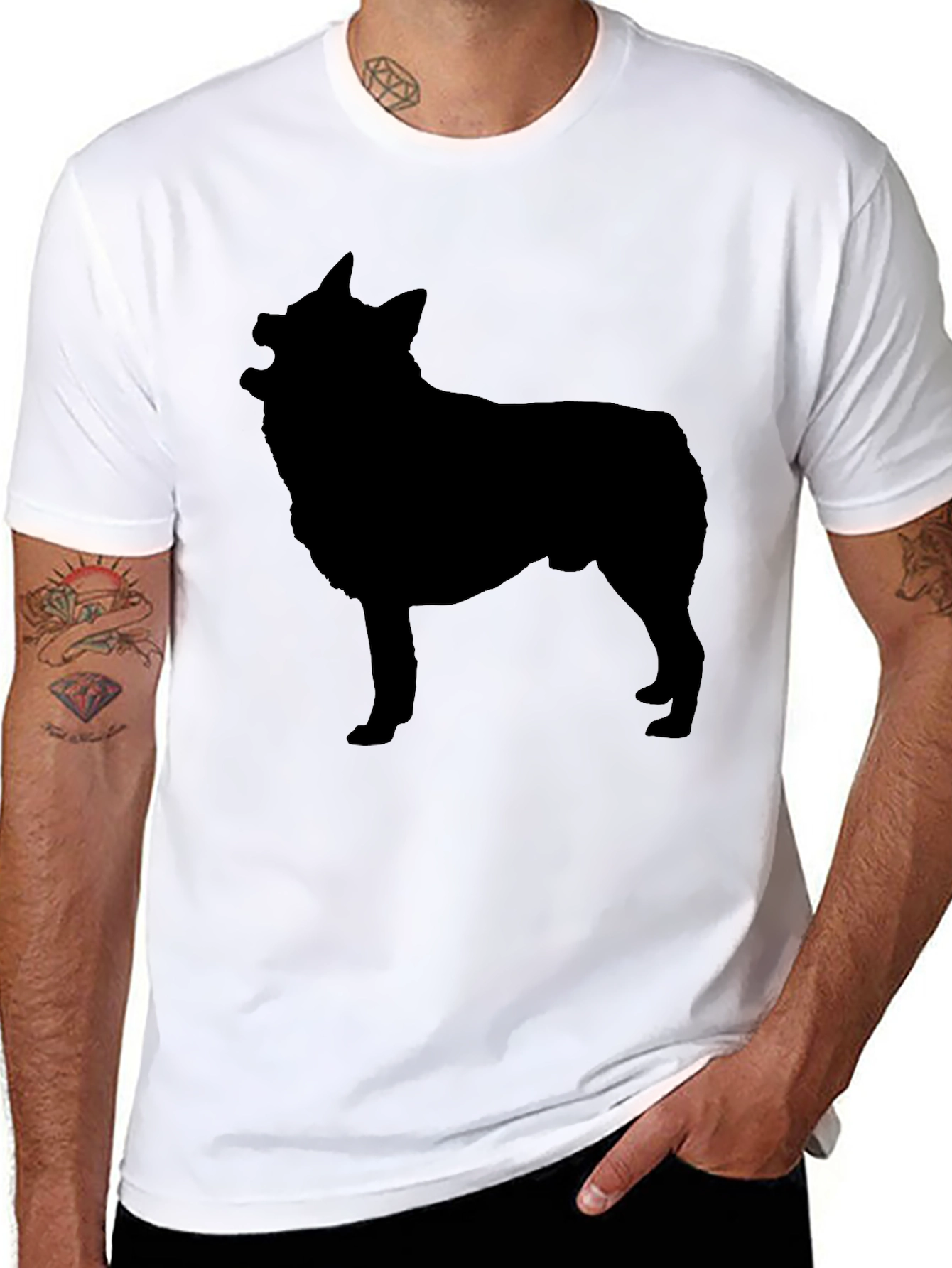 Black Dog Silhouette Graphic Tee - Mens Casual Shirt
