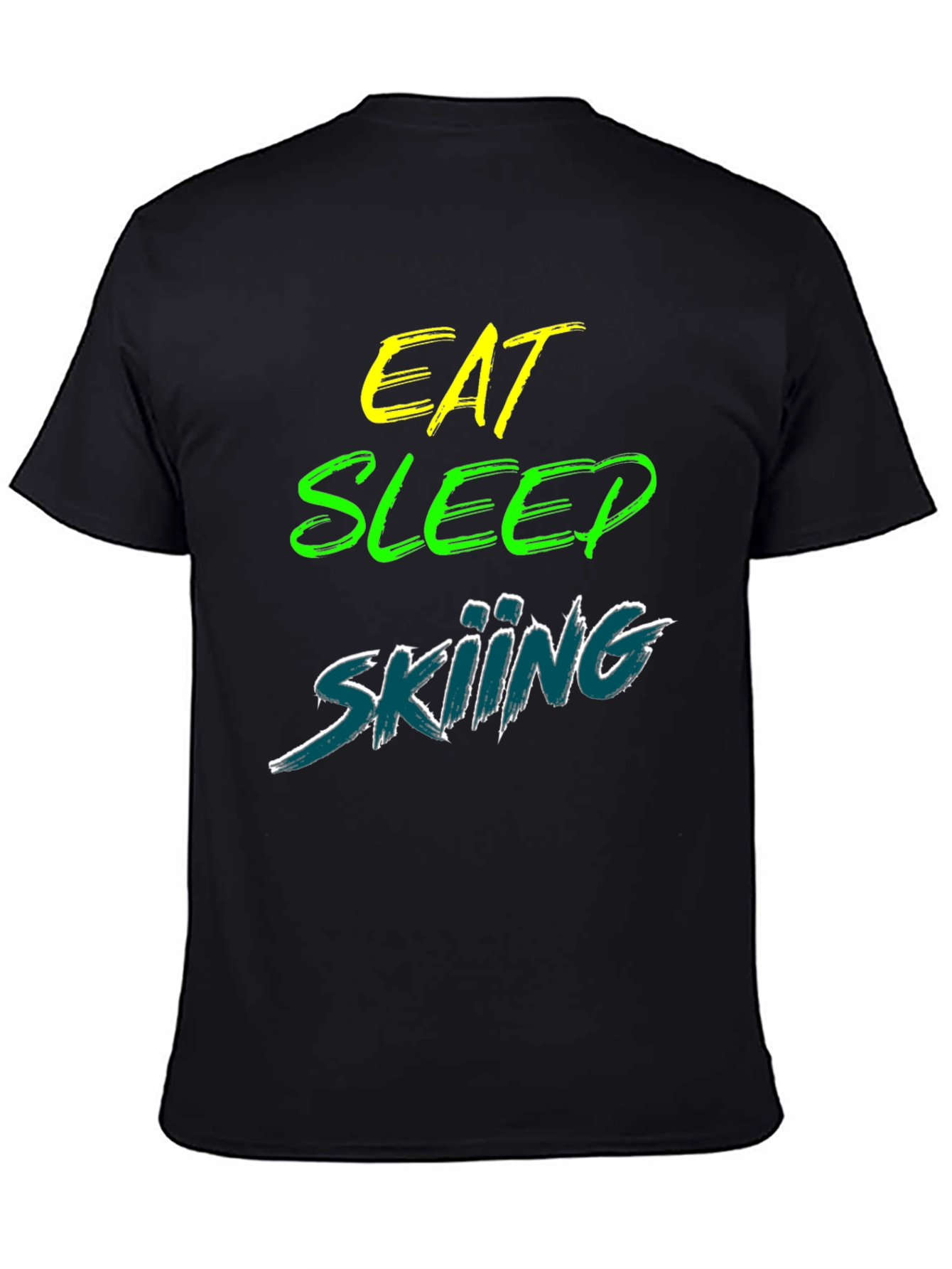 Eat Sleep Skiing Black Graphic Tee Shirt