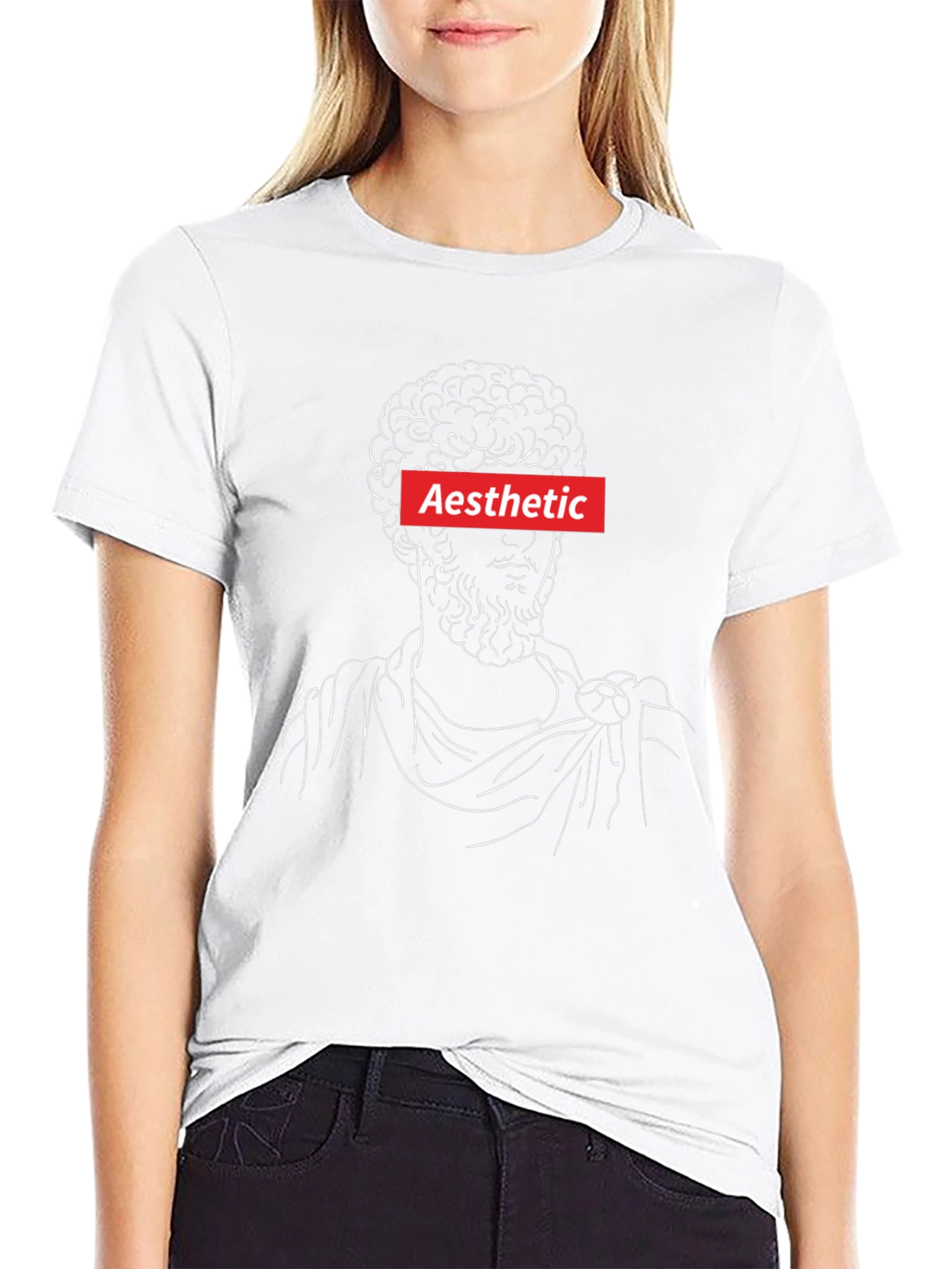 Aesthetic Greek Bust Graphic Tee - Black