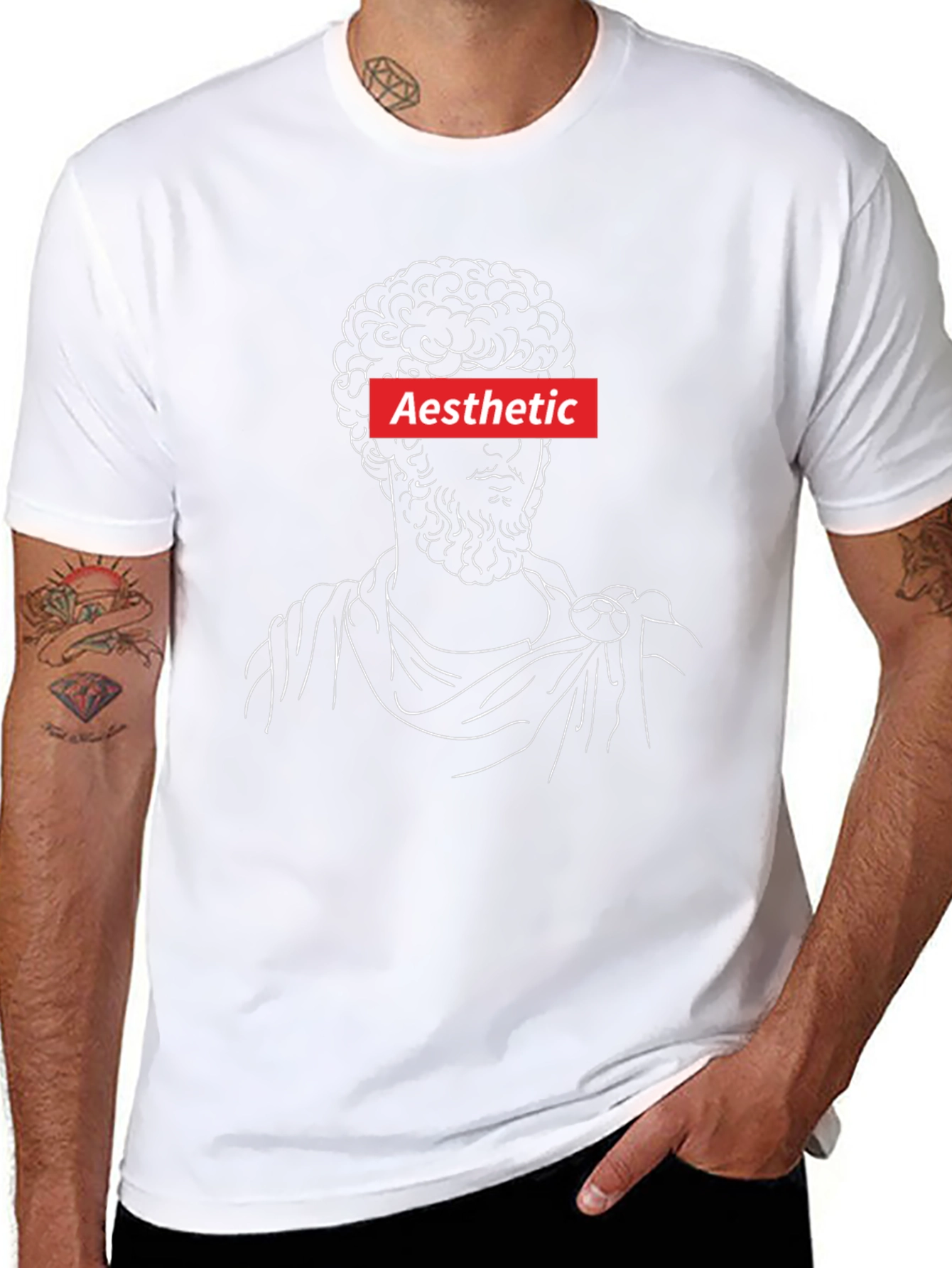 Aesthetic Greek Bust Graphic Tee - Black