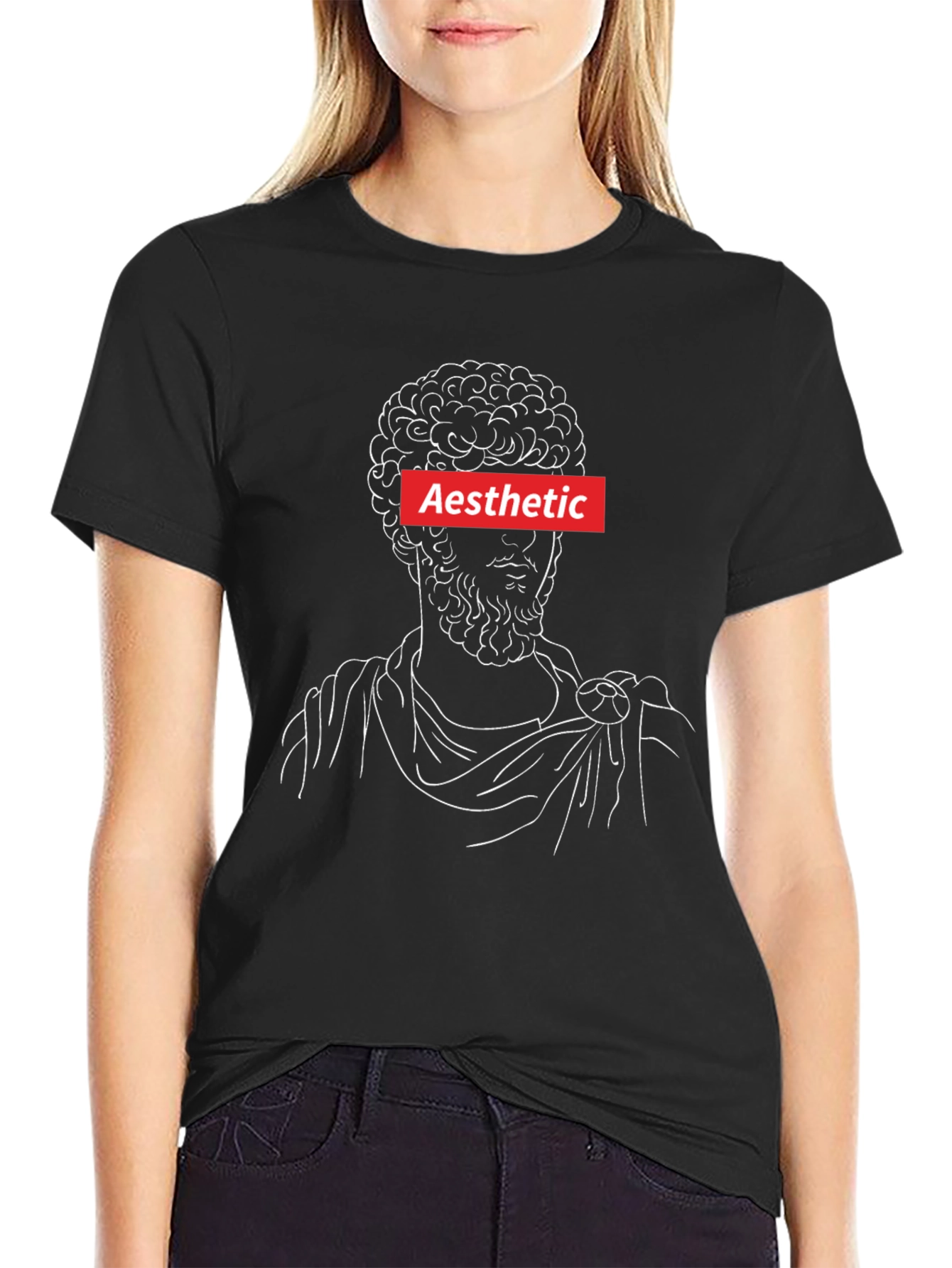 Aesthetic Greek Bust Graphic Tee - Black