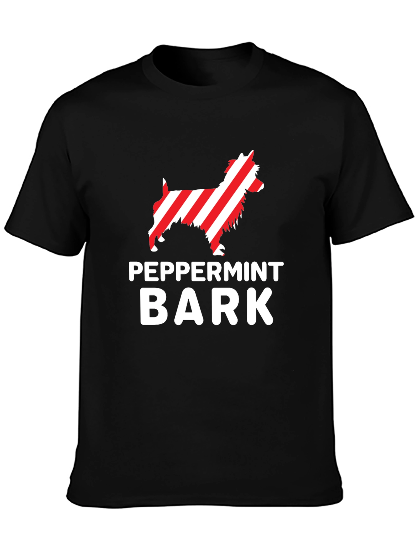 Peppermint Bark Dog Graphic Black T-Shirt