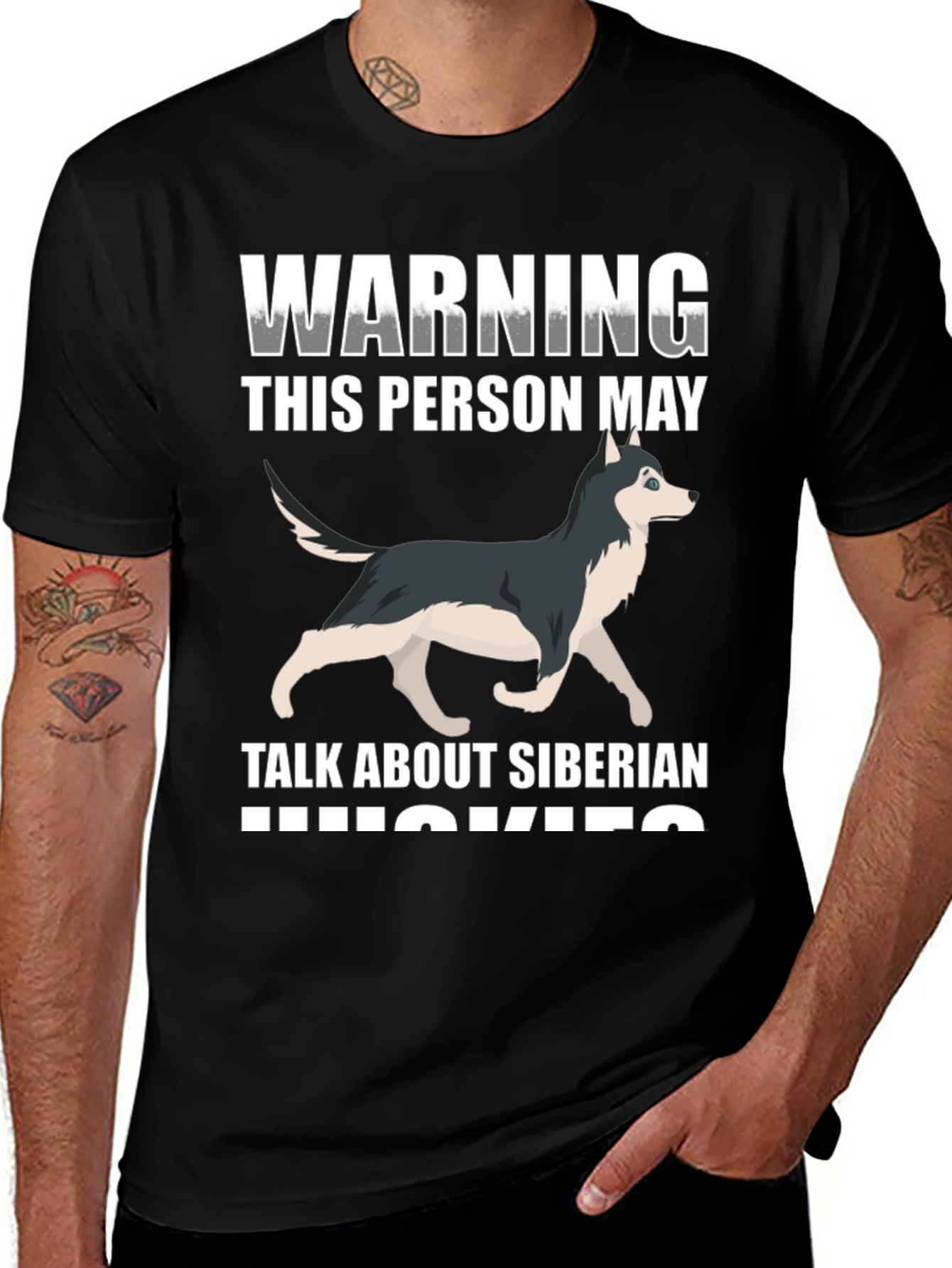 Siberian Husky Warning Graphic T-Shirt