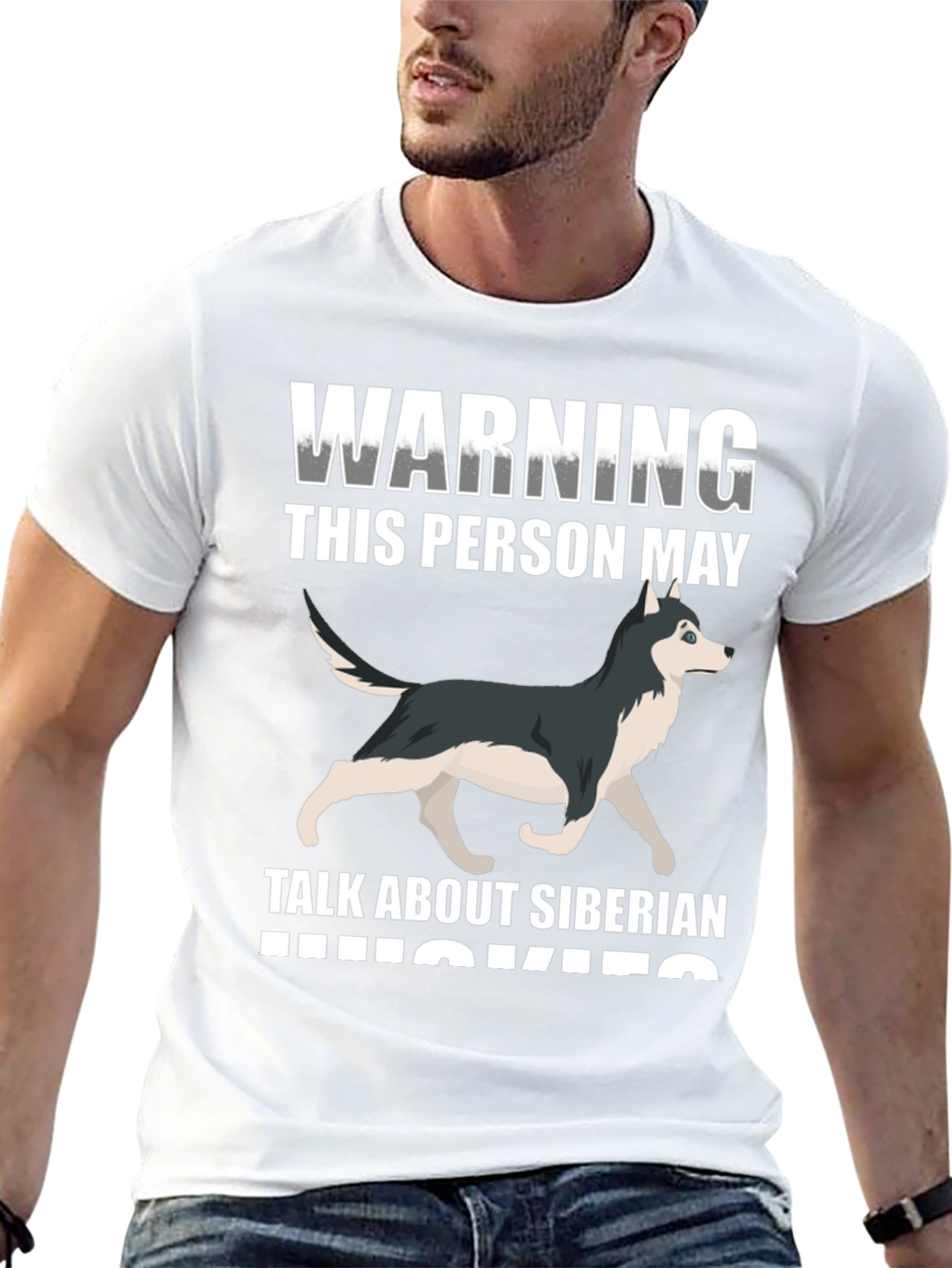 Siberian Husky Warning Graphic T-Shirt