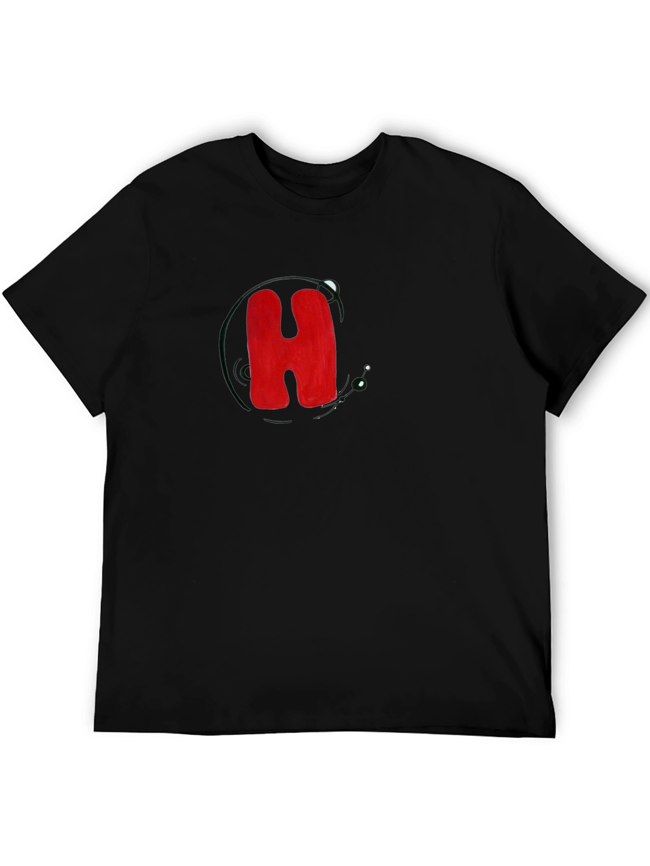 Black T-Shirt with Bold Red H Design