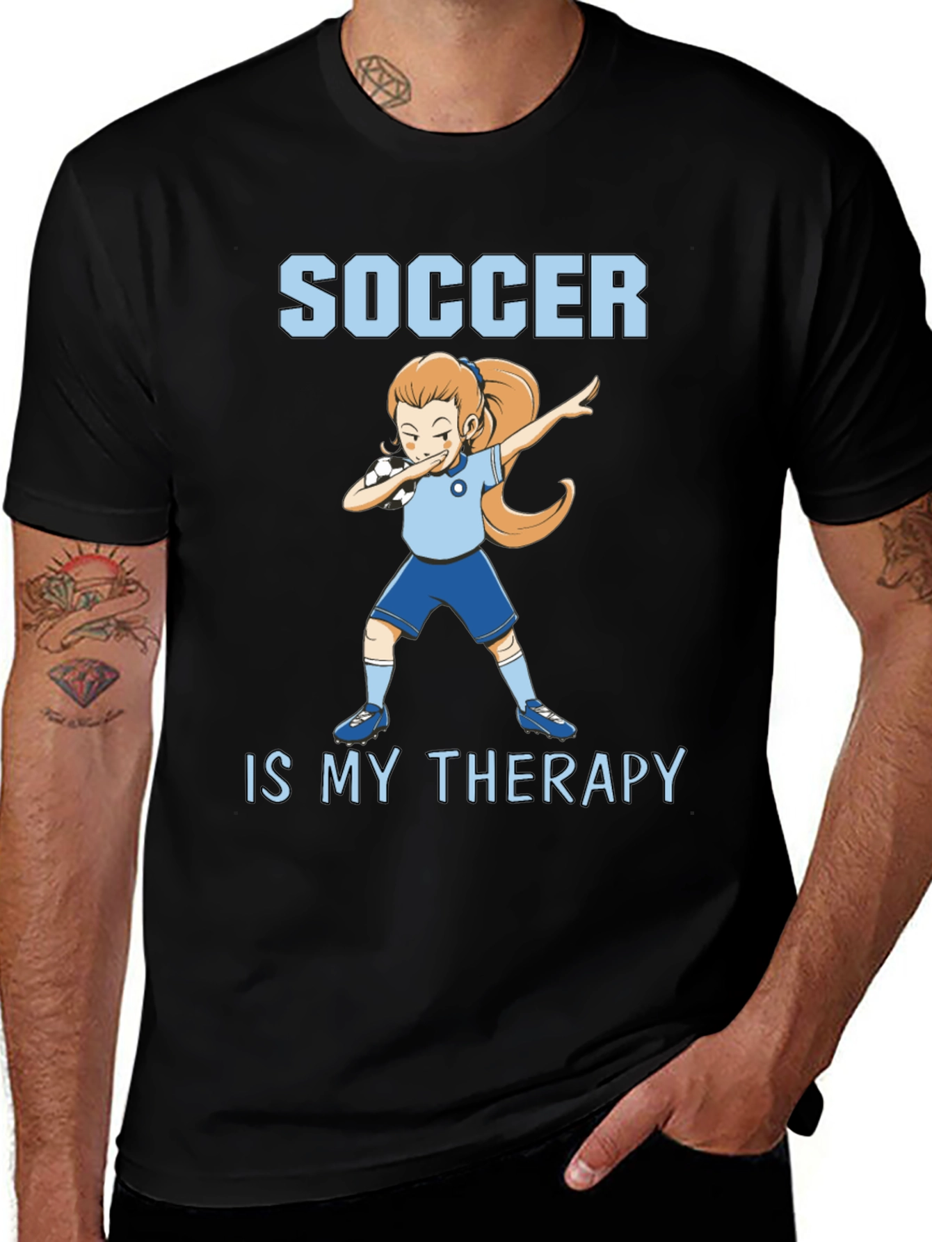 Soccer Is My Therapy T-Shirt - Black Graphic Tee