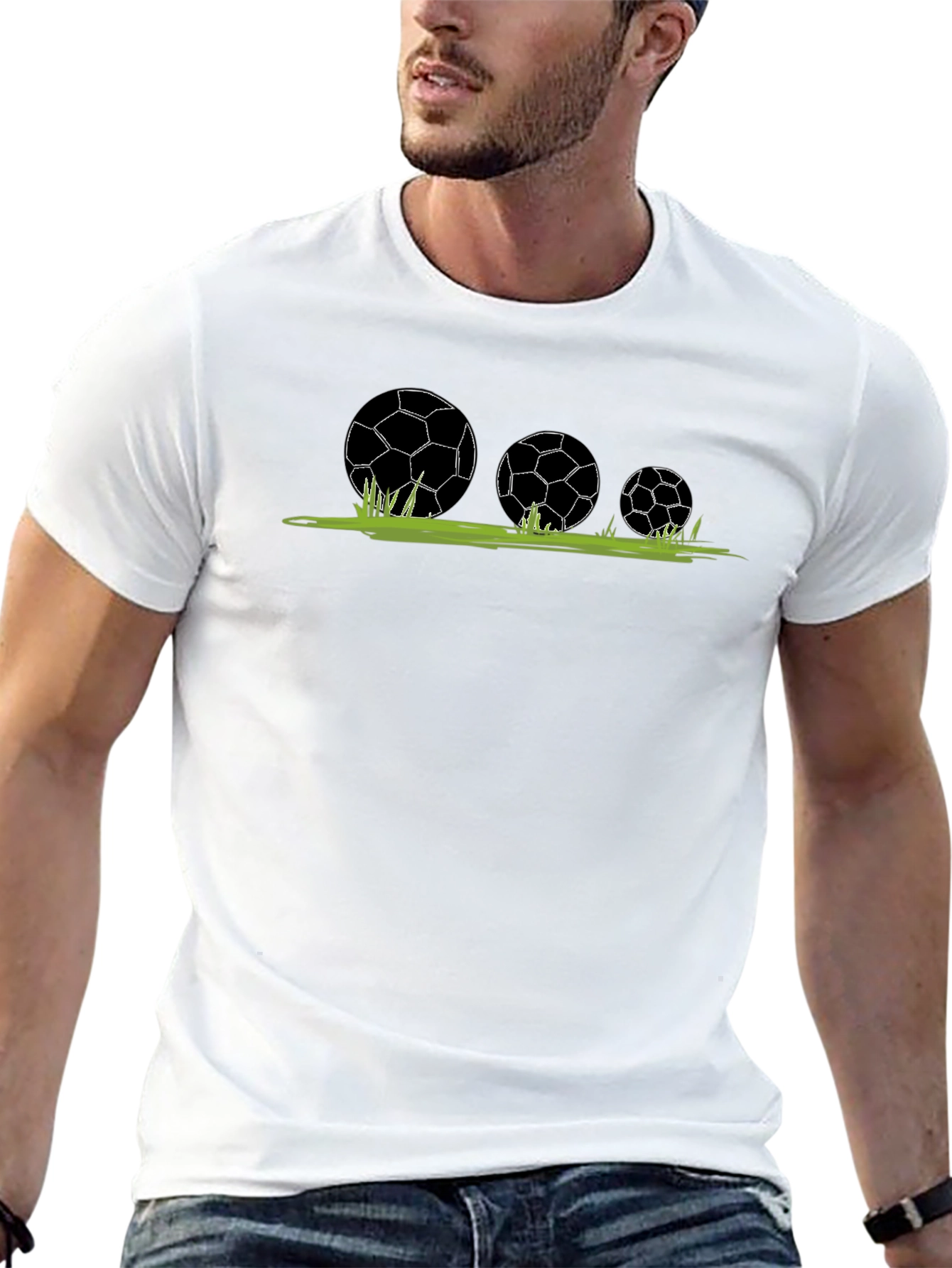 Soccer Balls in Grass Graphic T-Shirt