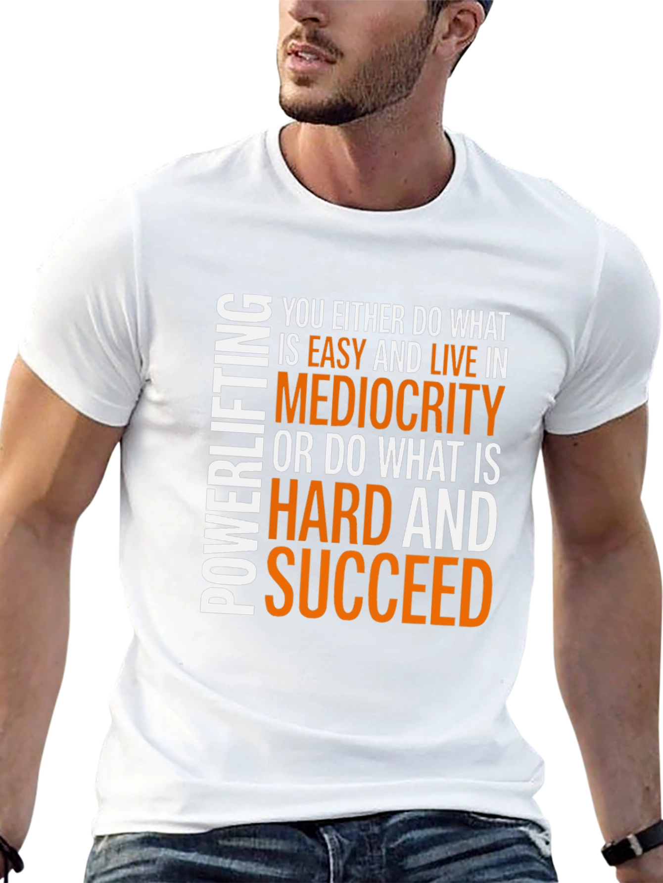 Motivational Powerlifting T-Shirt - Succeed Hard!