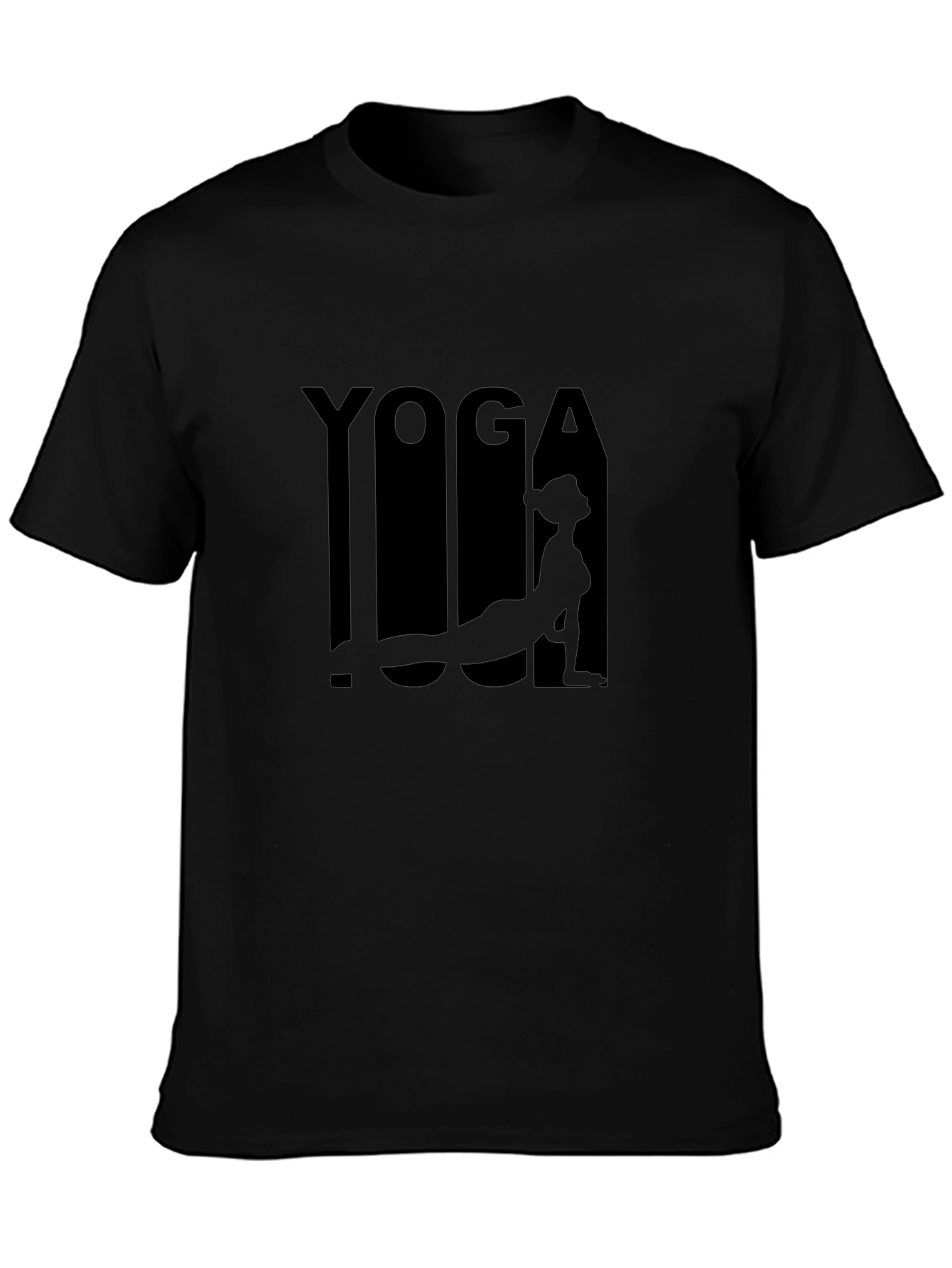 Yoga Pose Graphic Tee - Black Cotton Blend Shirt