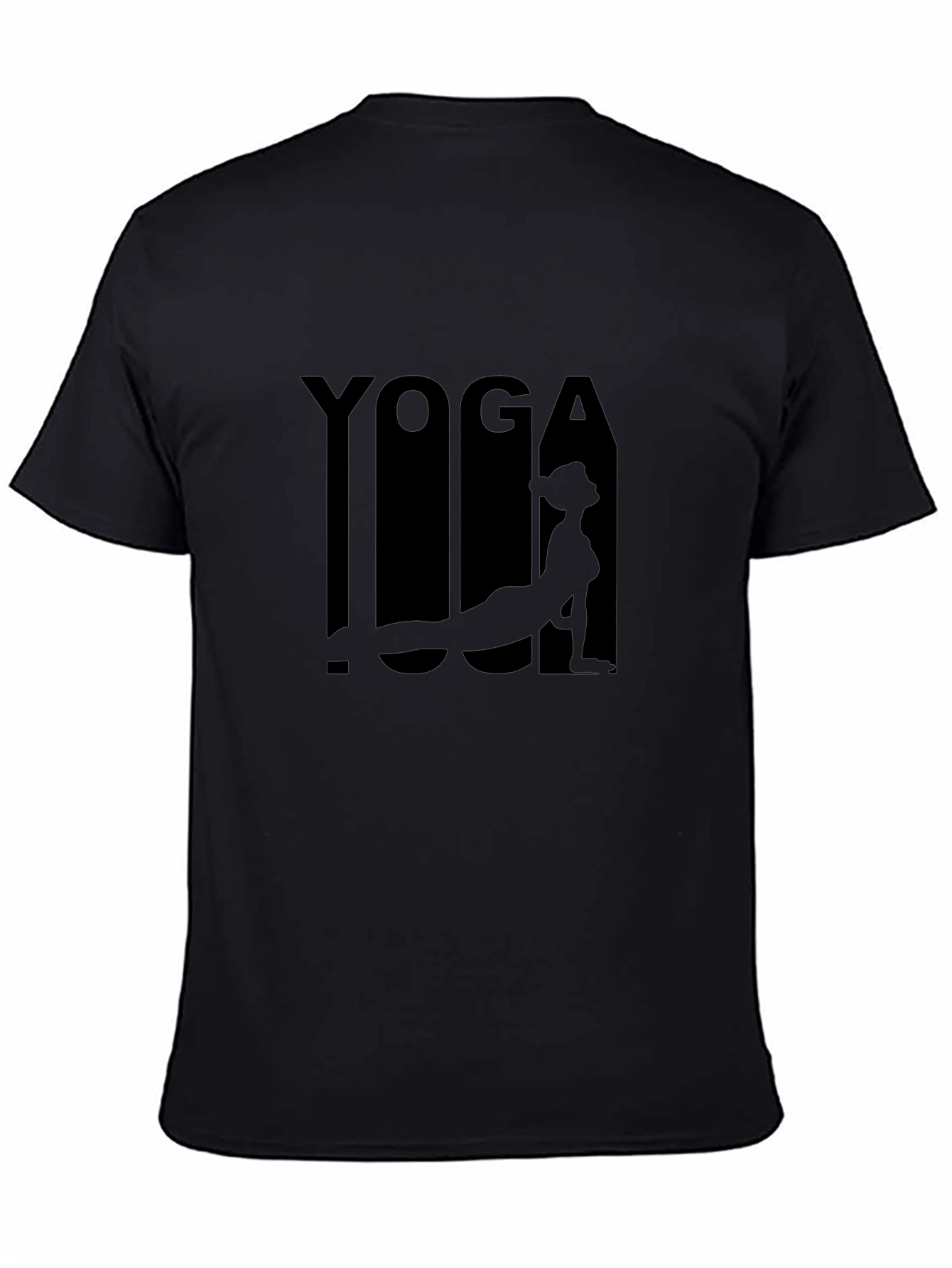 Yoga Pose Graphic Tee - Black Cotton Blend Shirt