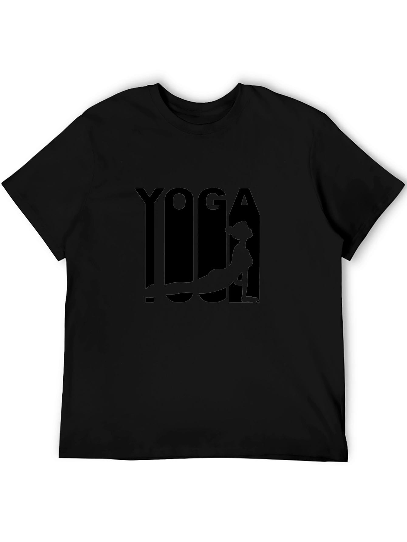Yoga Pose Graphic Tee - Black Cotton Blend Shirt