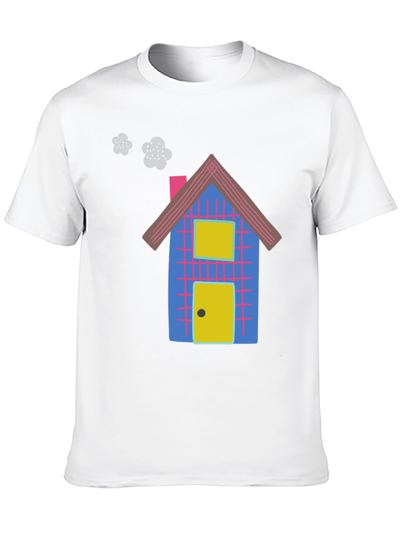 Fun Cartoon House Graphic Black T-Shirt