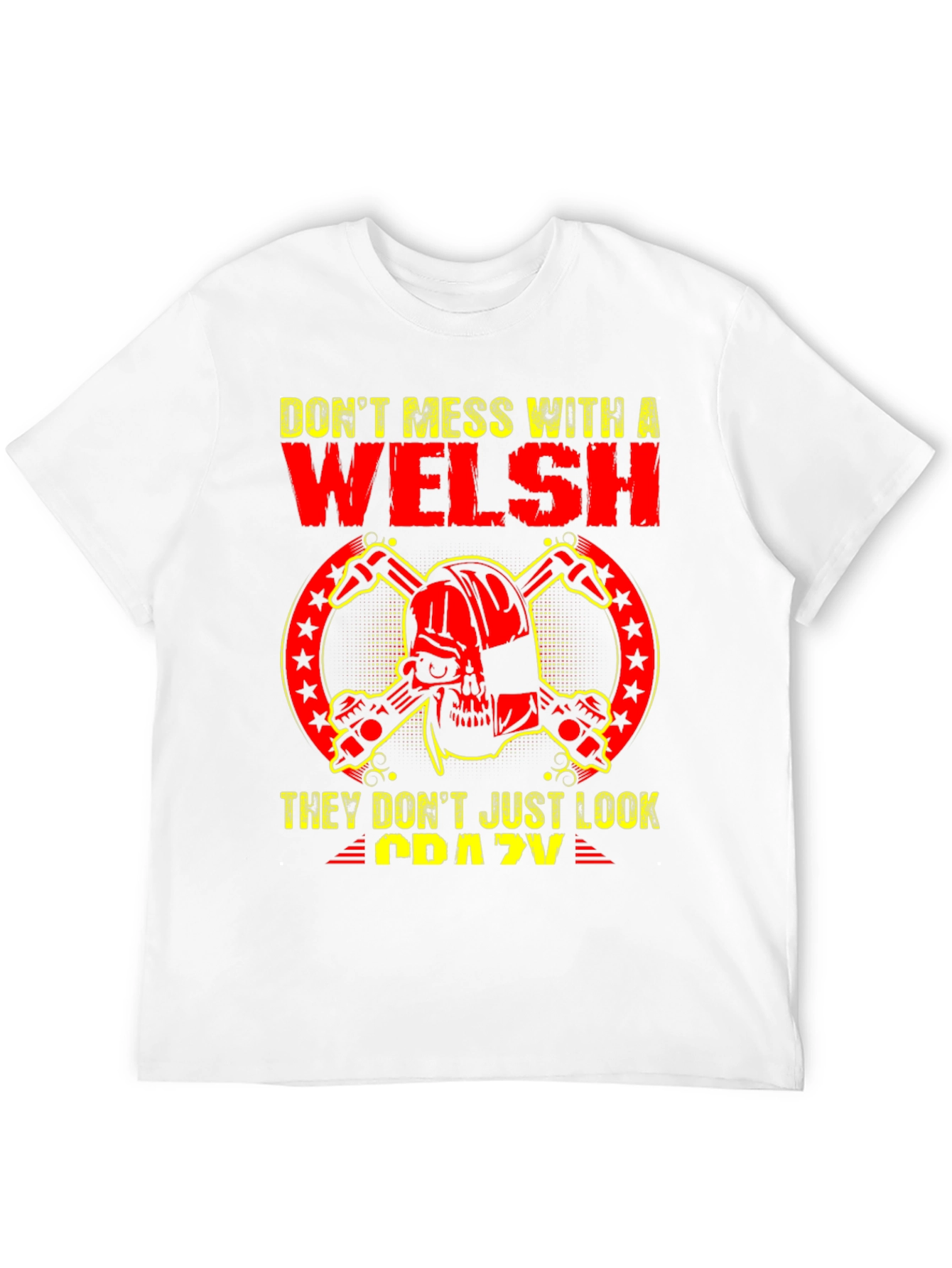 Welsh Crazy Skull Graphic T-Shirt