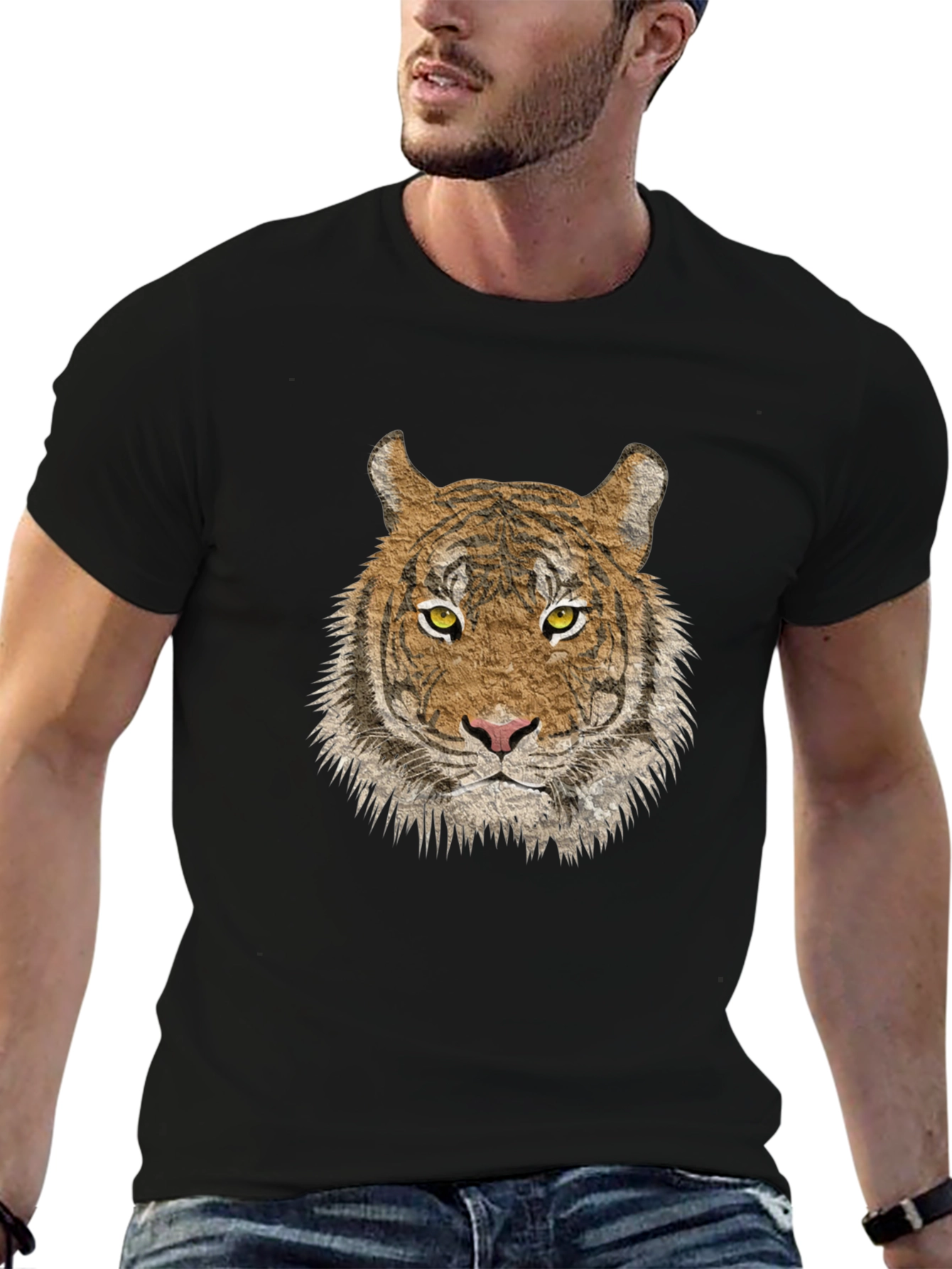Tiger Graphic Print Black T-Shirt