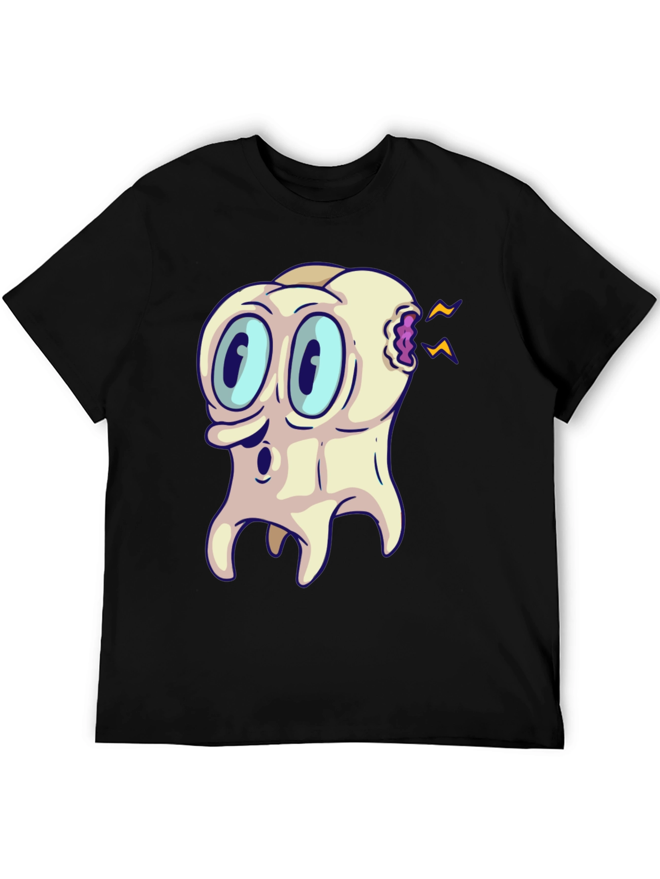 Cartoon Toothache Black T-Shirt