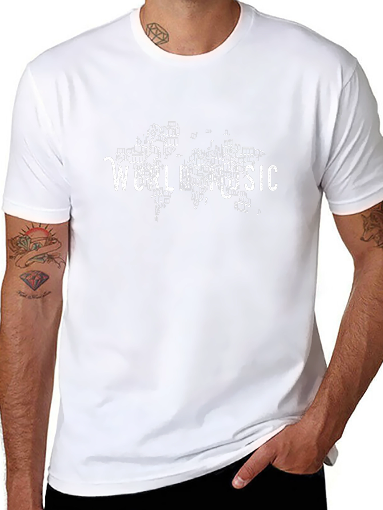 World Music Graphic Print Black T-Shirt