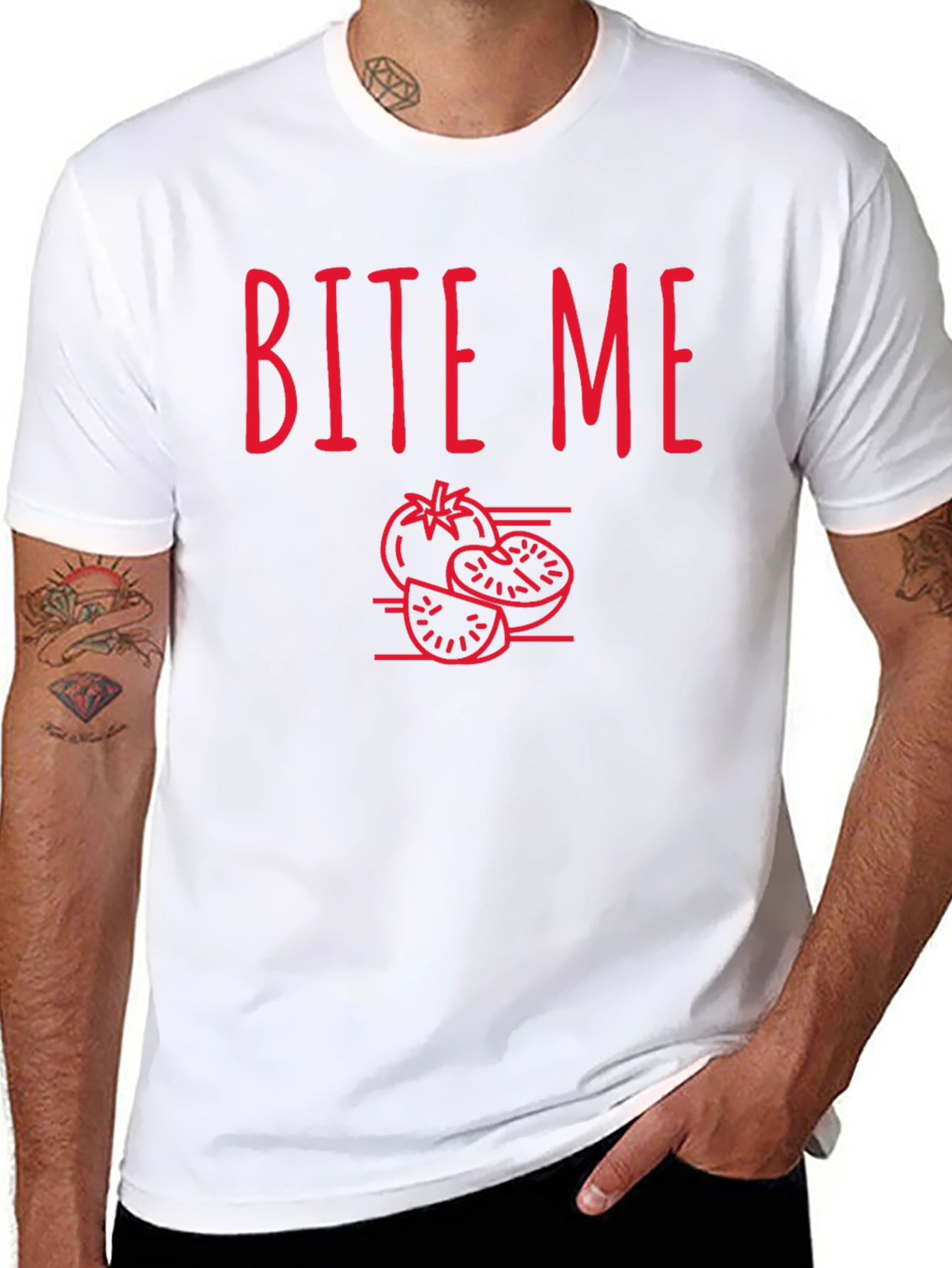 Bite Me Tomato Graphic T-Shirt - Casual Tee