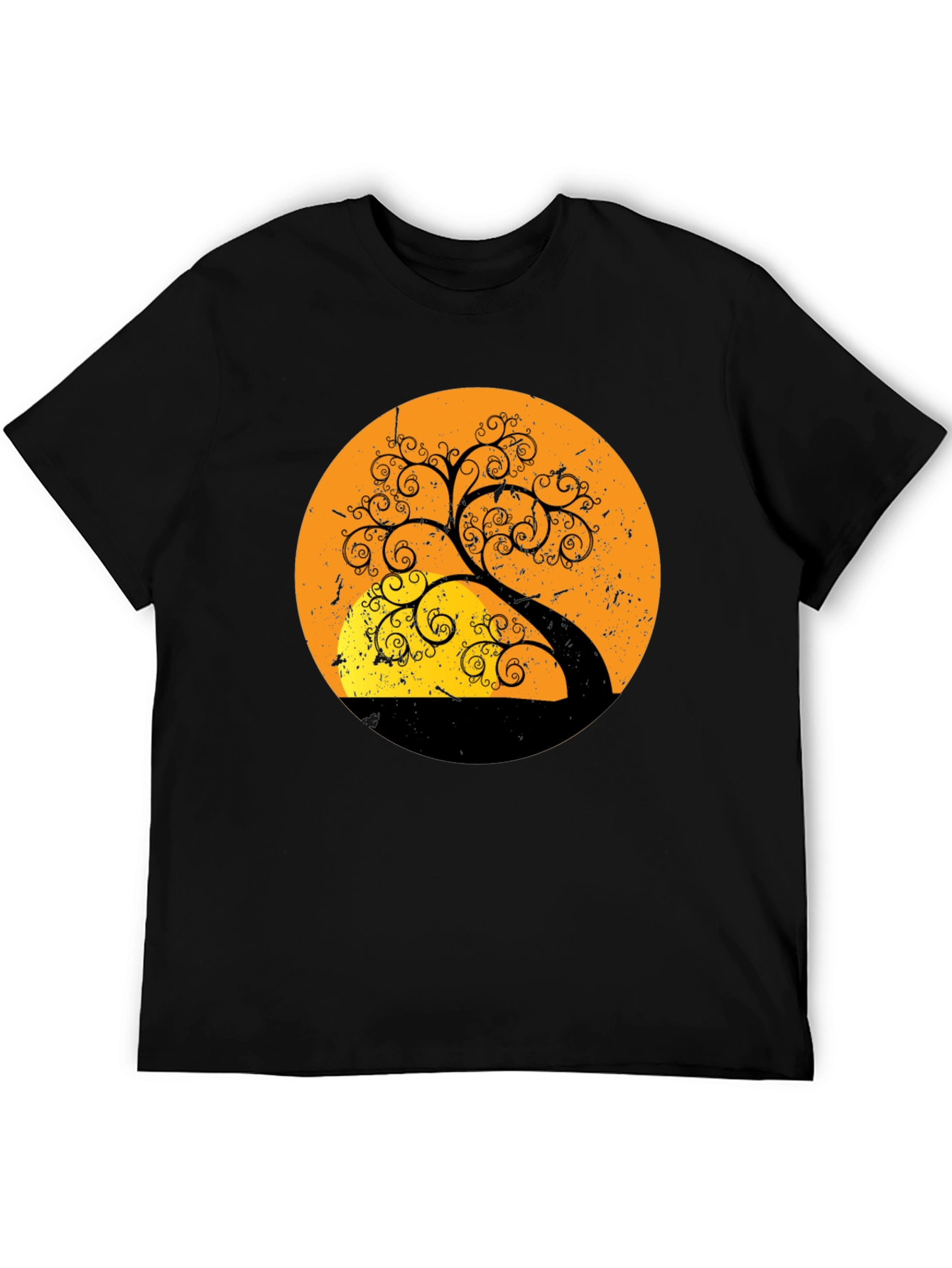 Sunset Tree Graphic Tee - Stylish Black T-Shirt