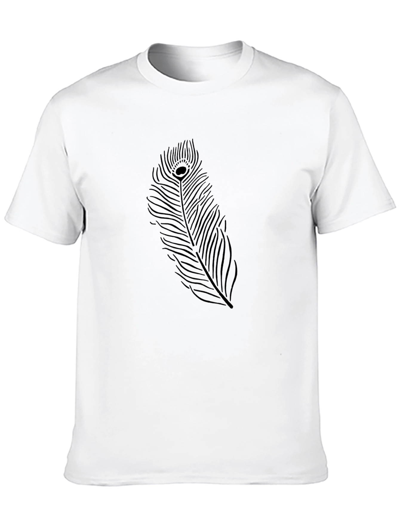 Mens Black Graphic Tee - Peacock Feather Design