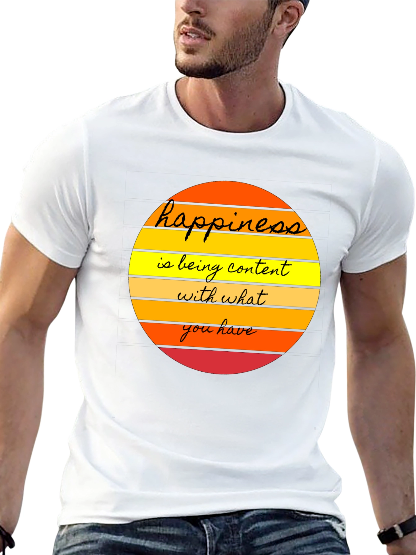 Happiness Content T-Shirt - Mens Graphic Tee