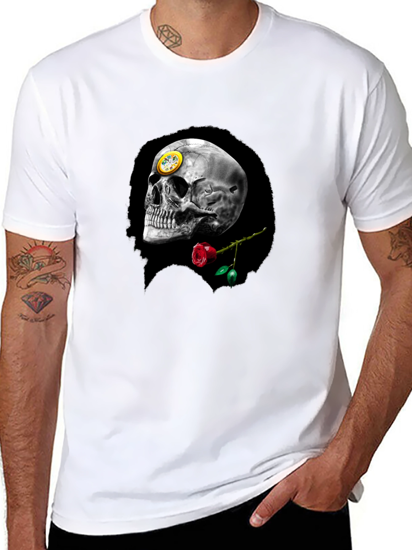 Skull & Rose Graphic Tee - Black