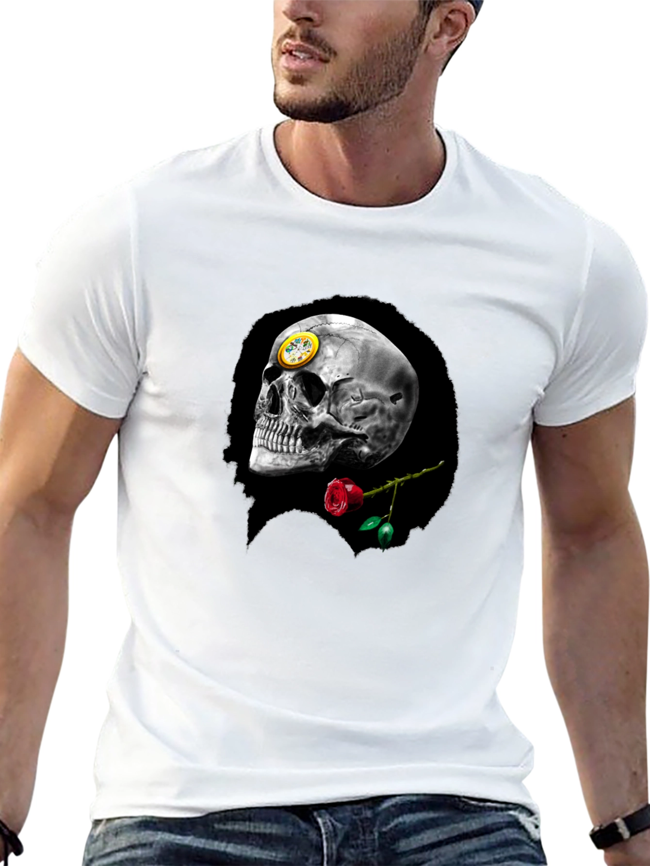 Skull & Rose Graphic Tee - Black