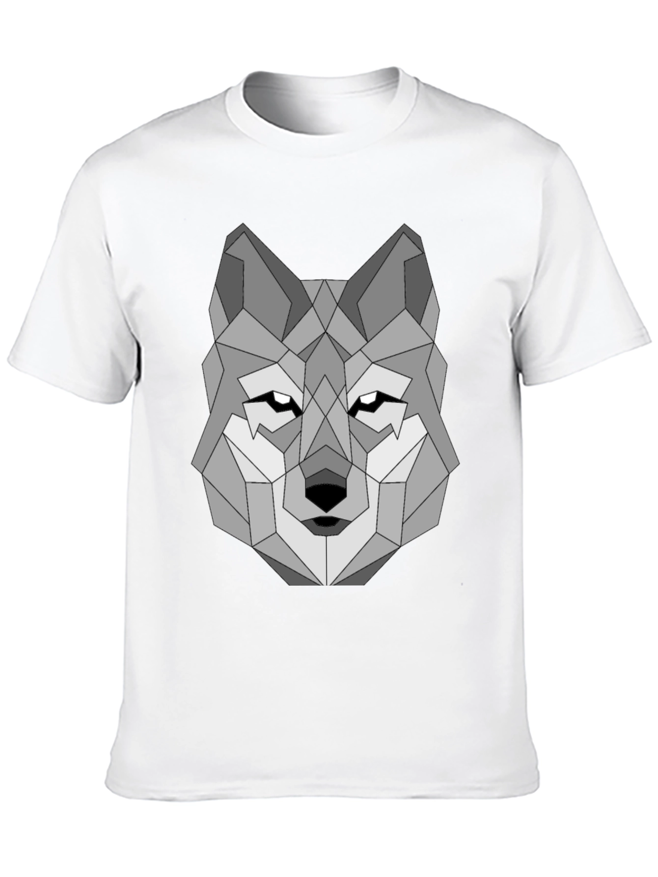 Geometric Wolf Graphic Tee - Black