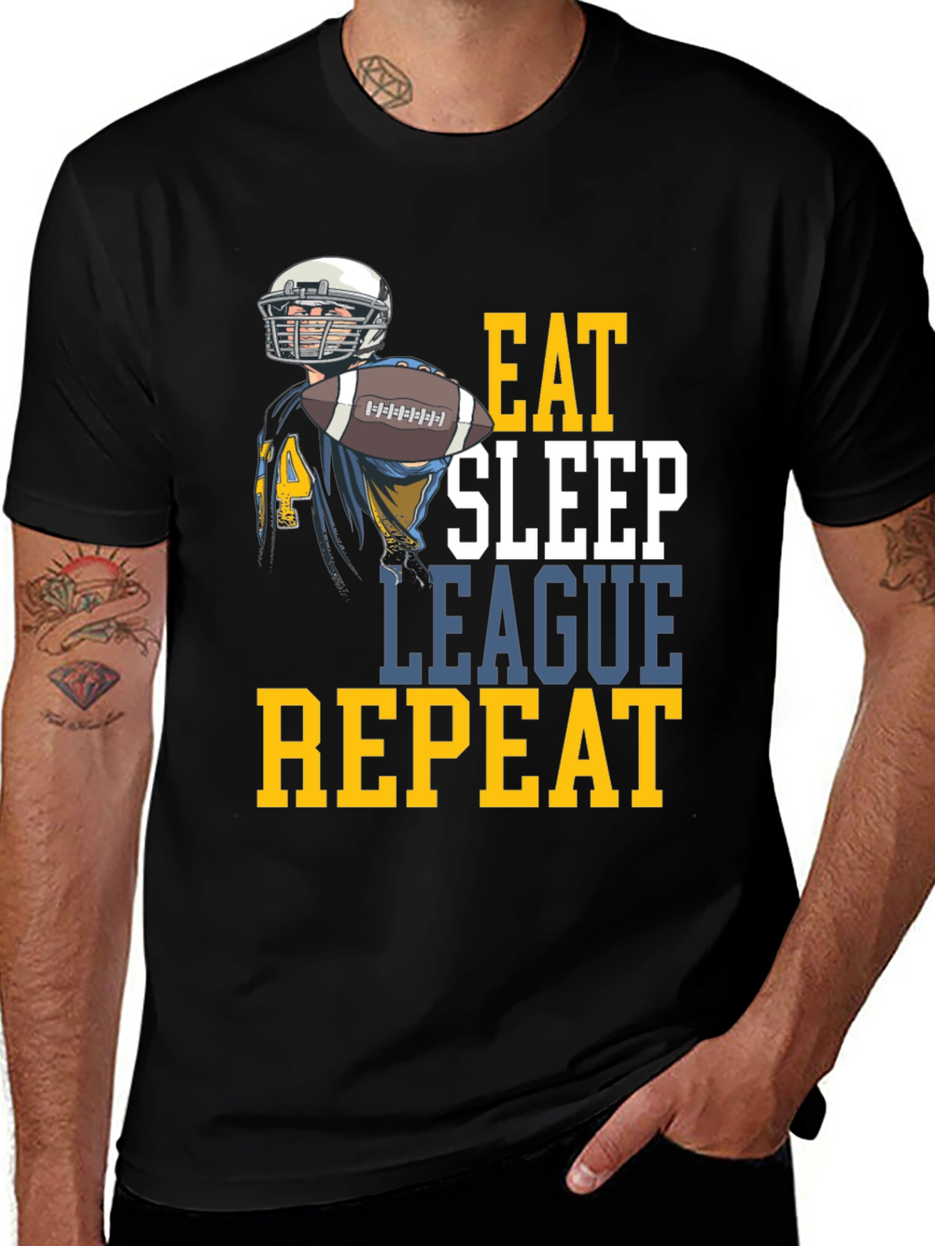 Eat Sleep League Repeat Football T-Shirt