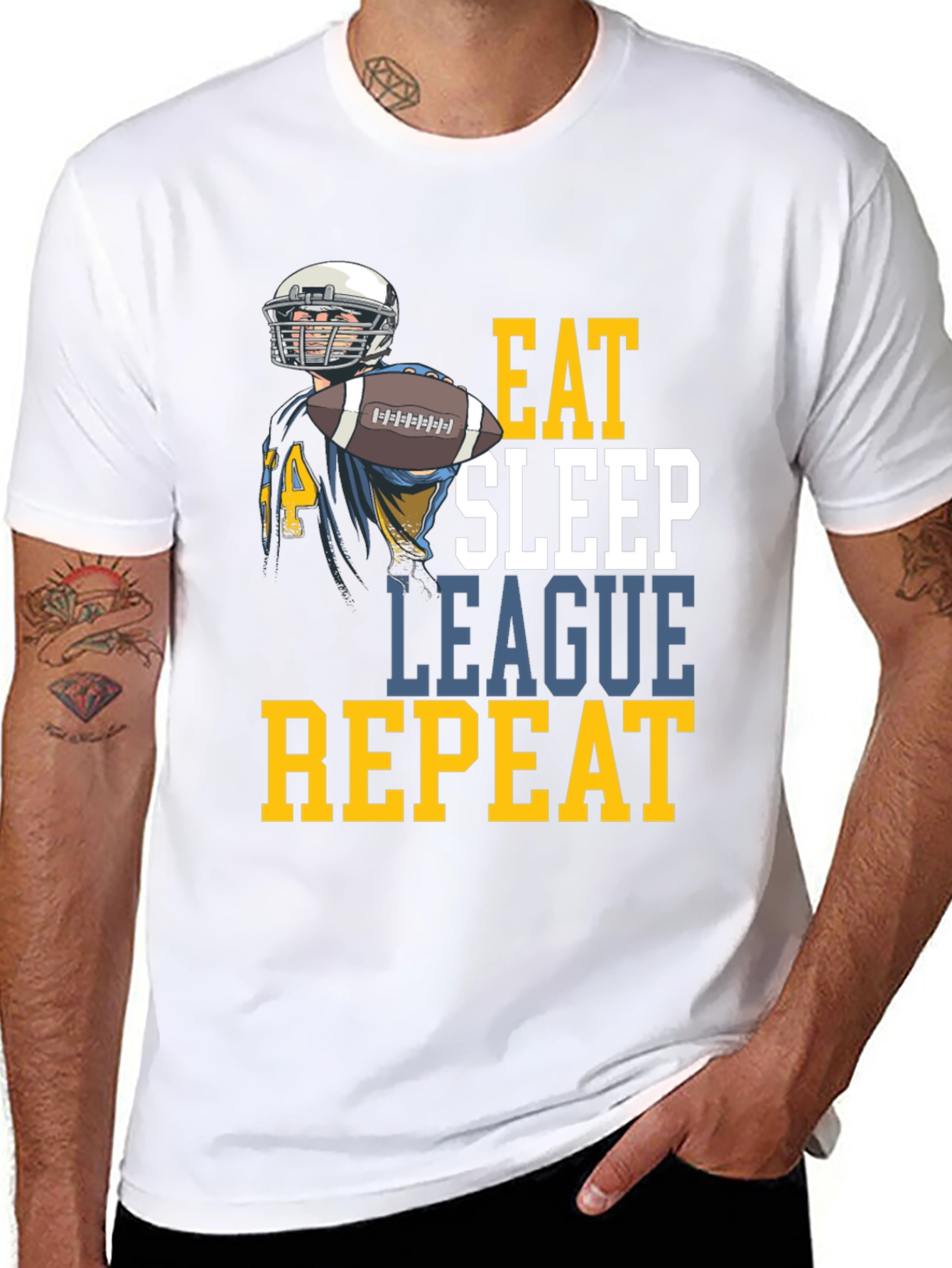Eat Sleep League Repeat Football T-Shirt