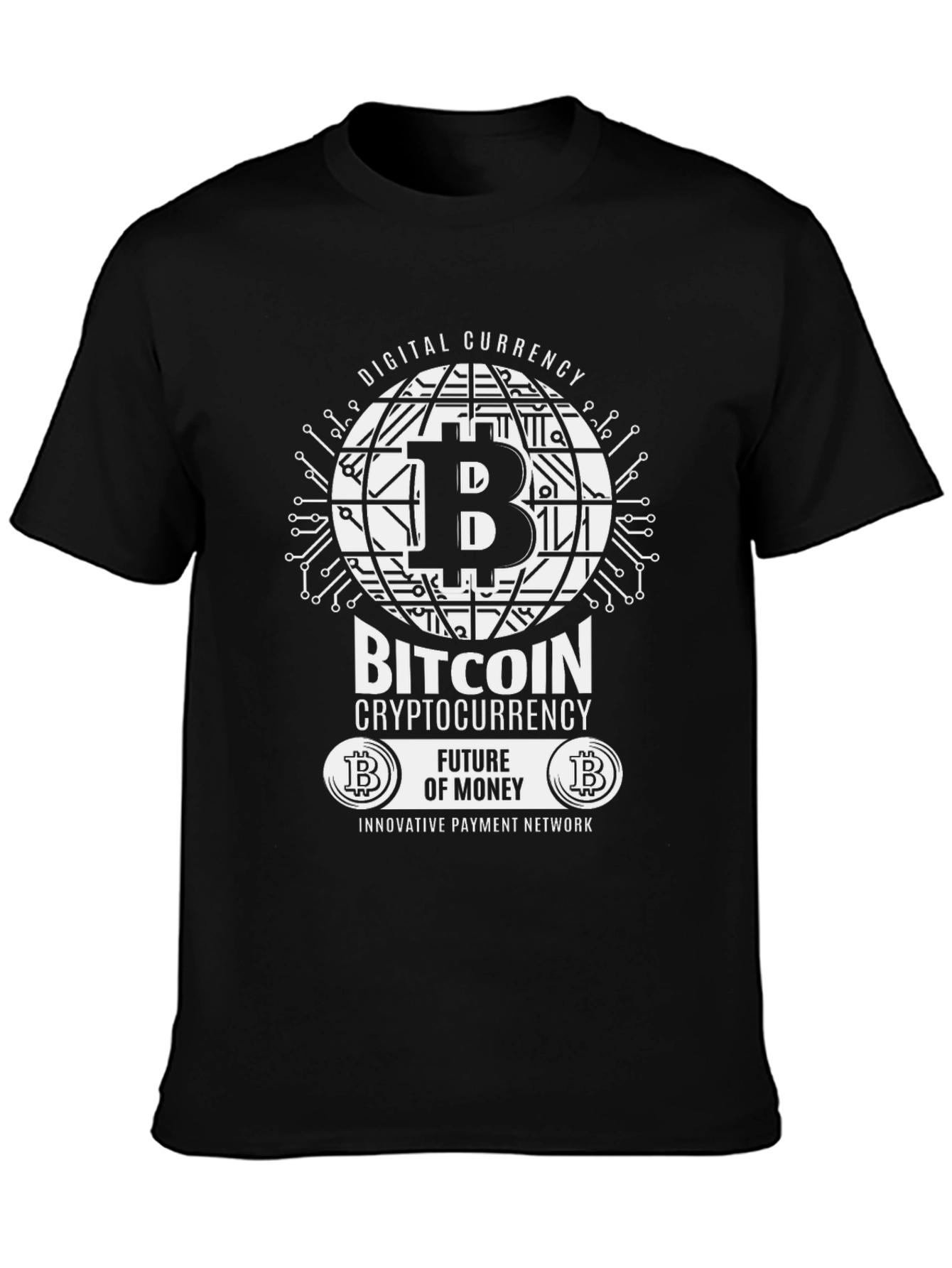 Bitcoin Cryptocurrency Black Graphic T-Shirt