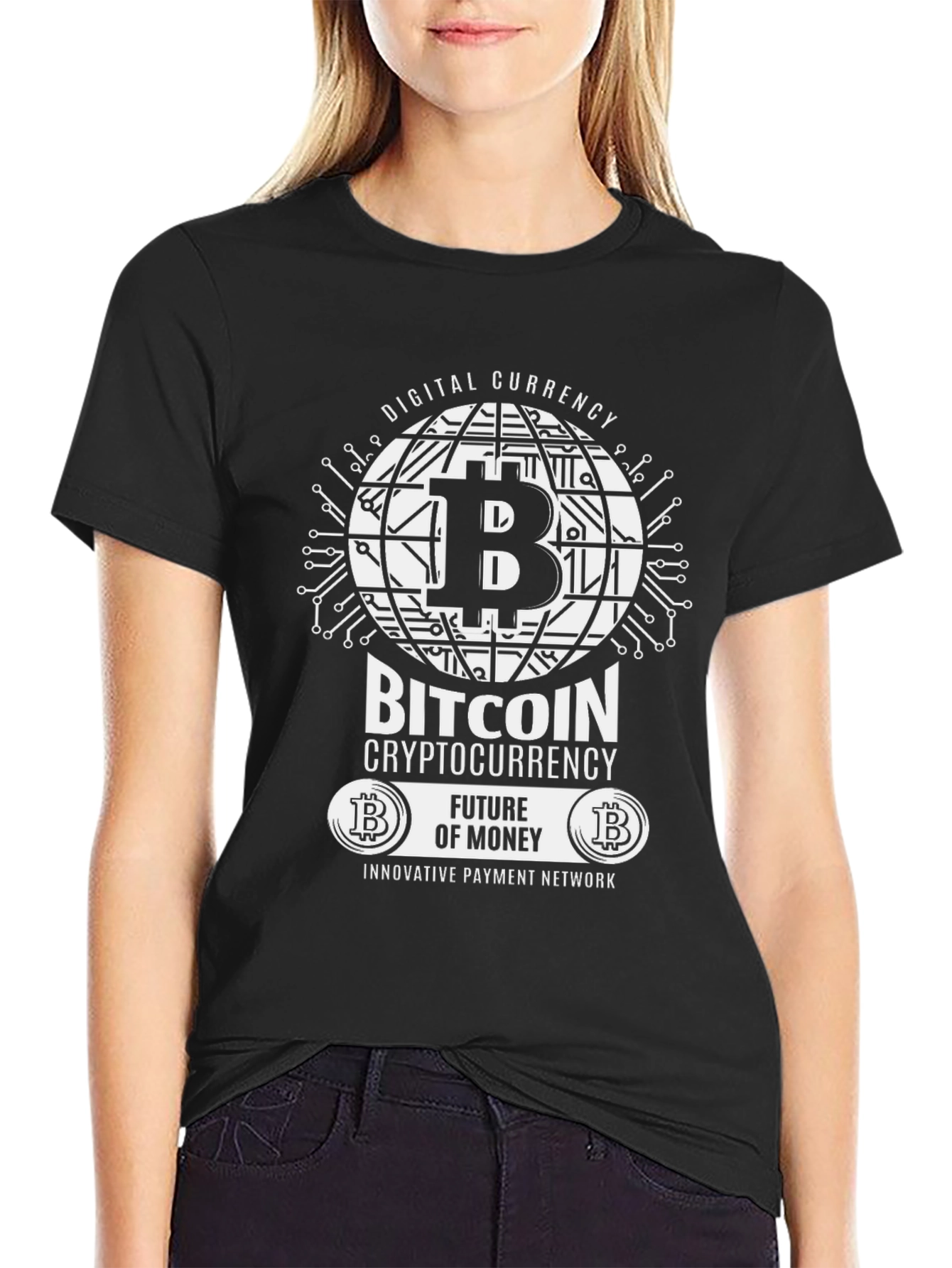 Bitcoin Cryptocurrency Black Graphic T-Shirt