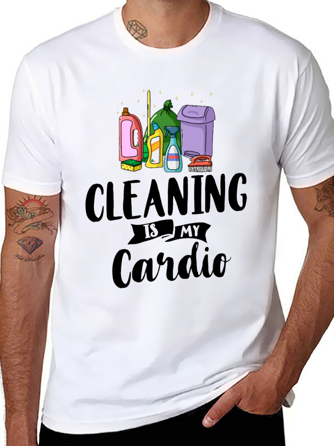 Cleaning is My Cardio T-Shirt - Black Cotton Tee