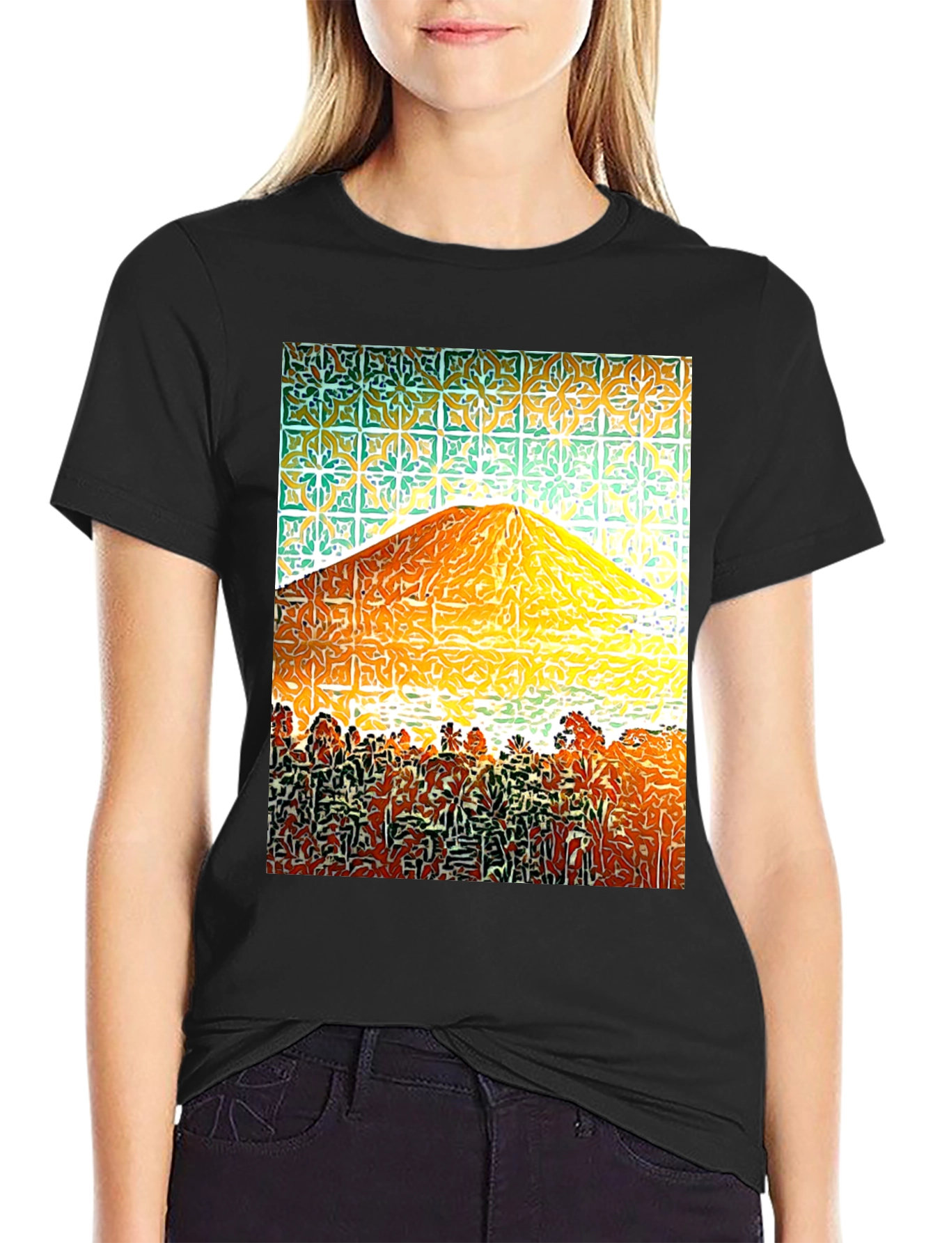 Abstract Mountain Graphic Tee - Mens Black T-Shirt