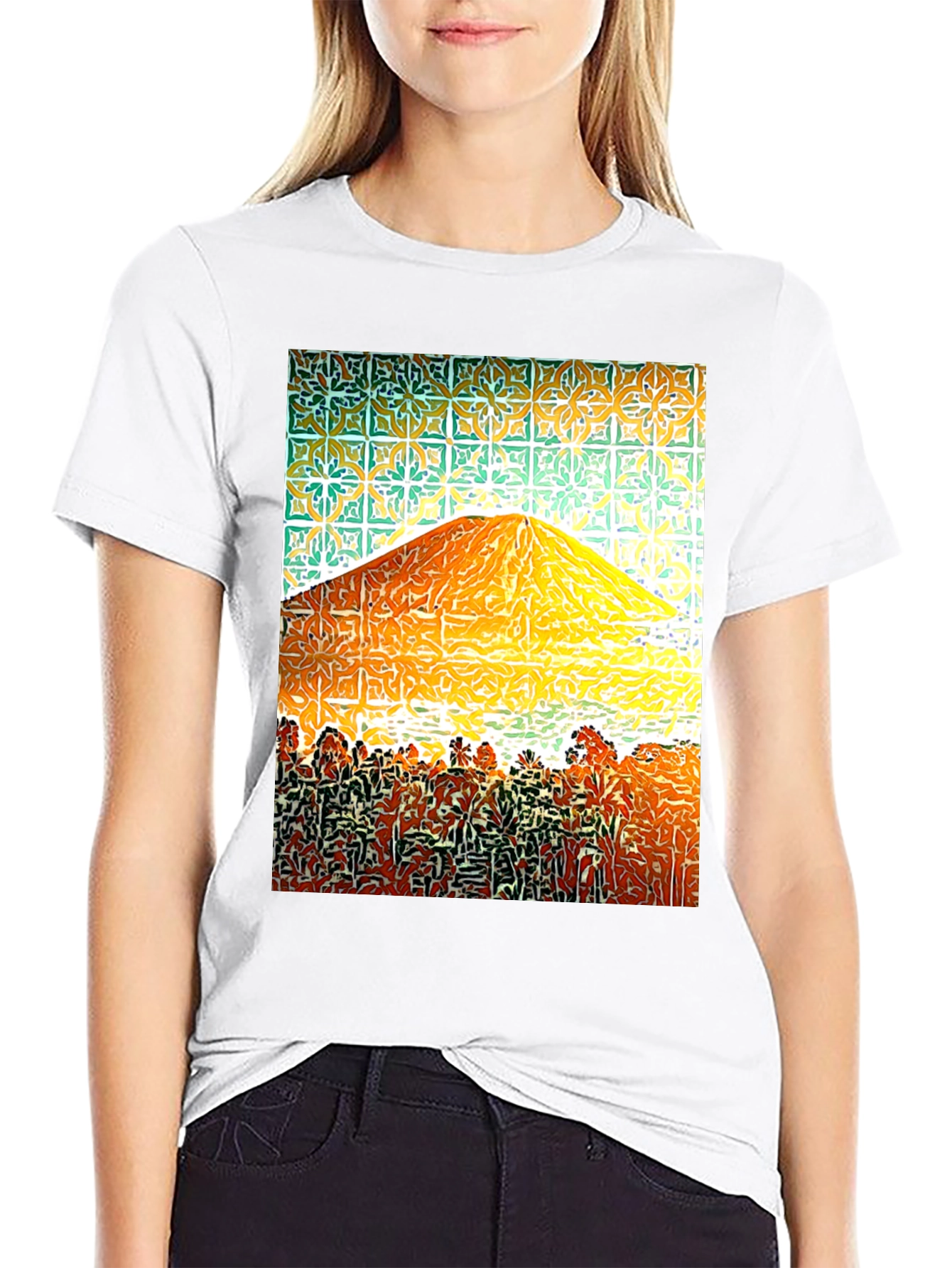 Abstract Mountain Graphic Tee - Mens Black T-Shirt