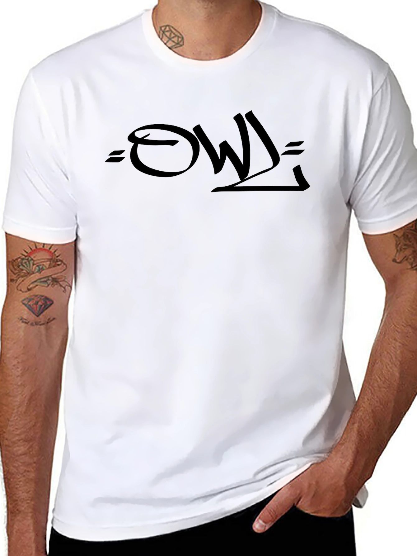 Black OWL Graphic Tee - Mens Short Sleeve