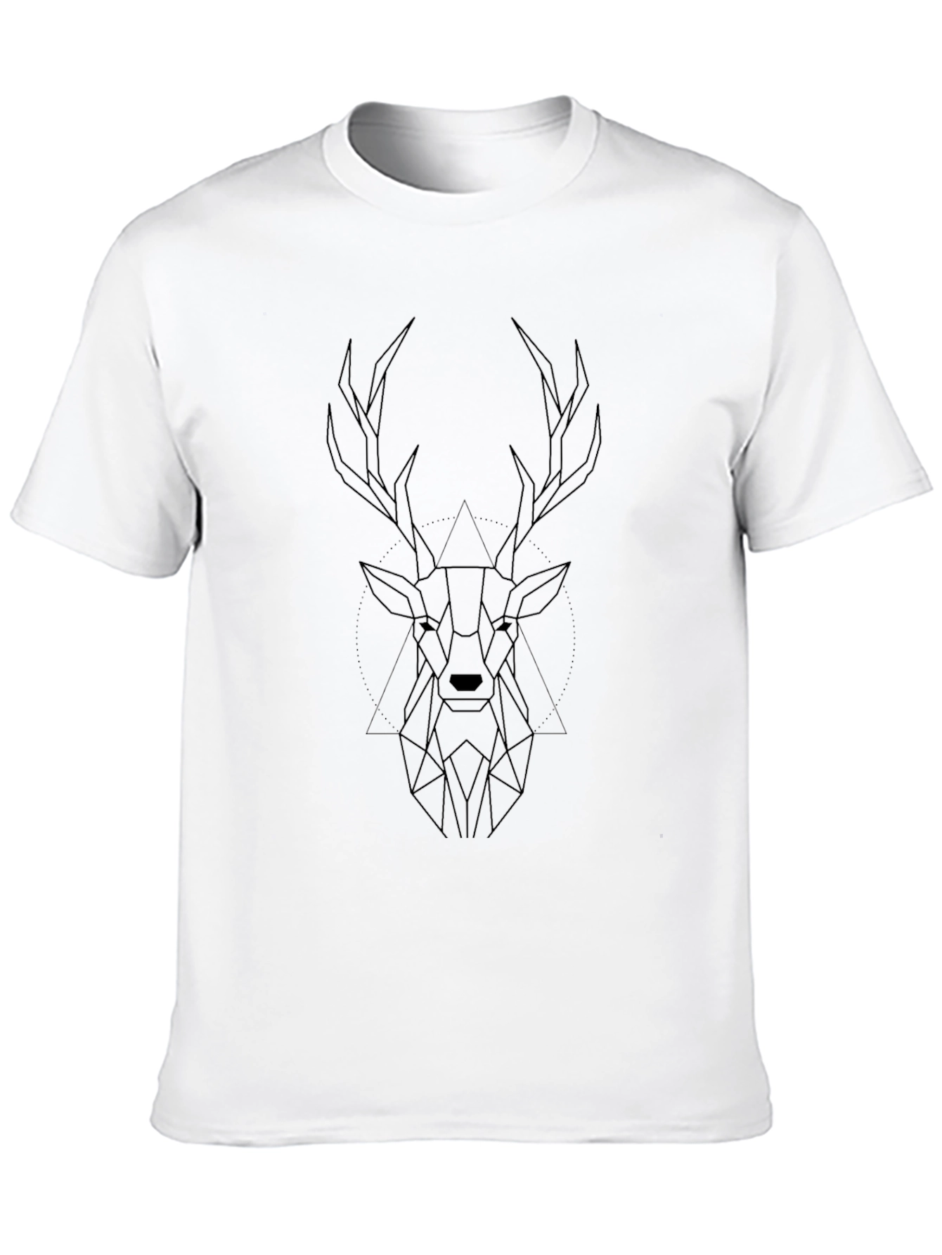 Geometric Deer Graphic Black T-Shirt