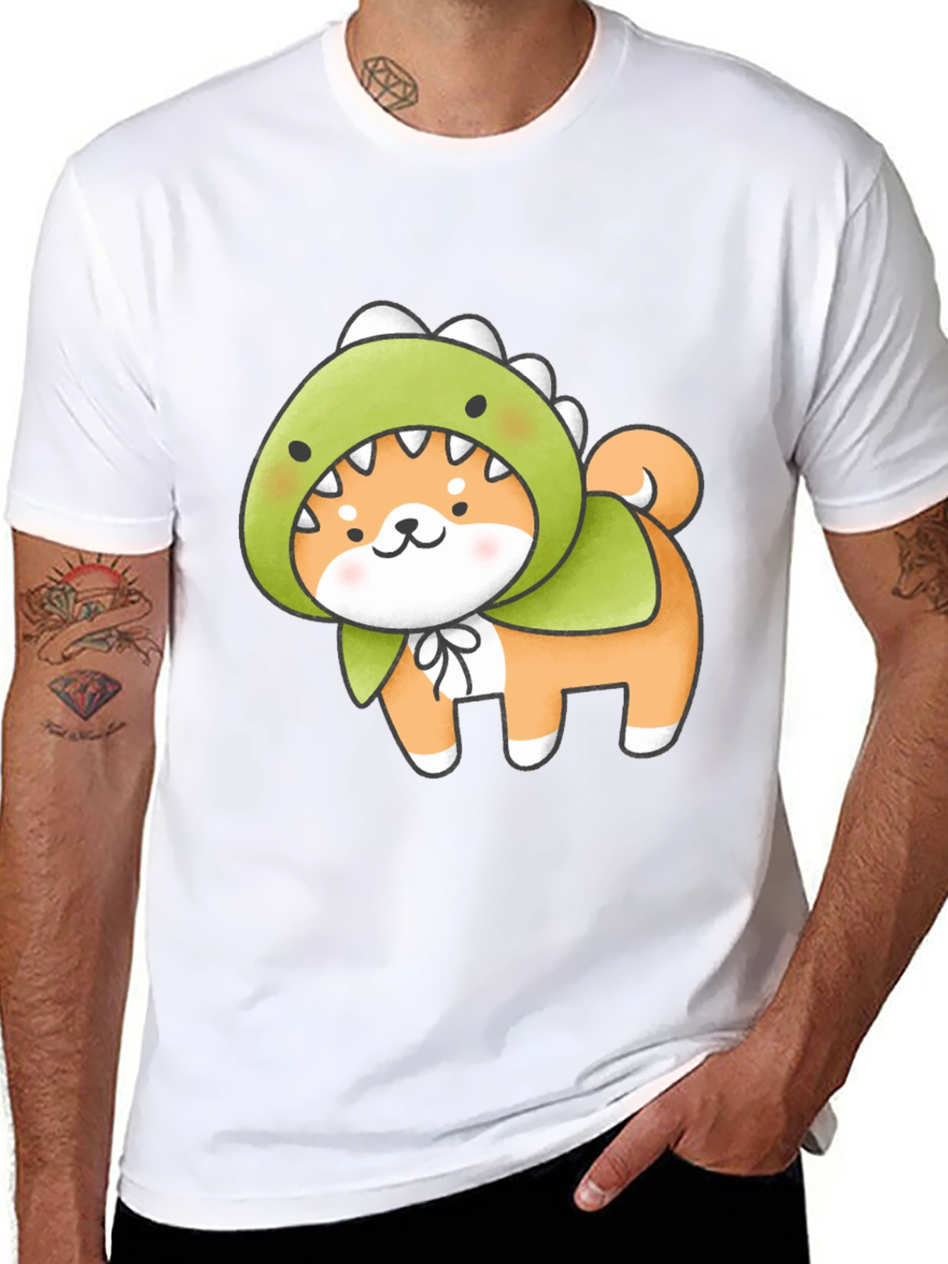 Dino Dog T-Shirt - Kawaii Shiba Inu