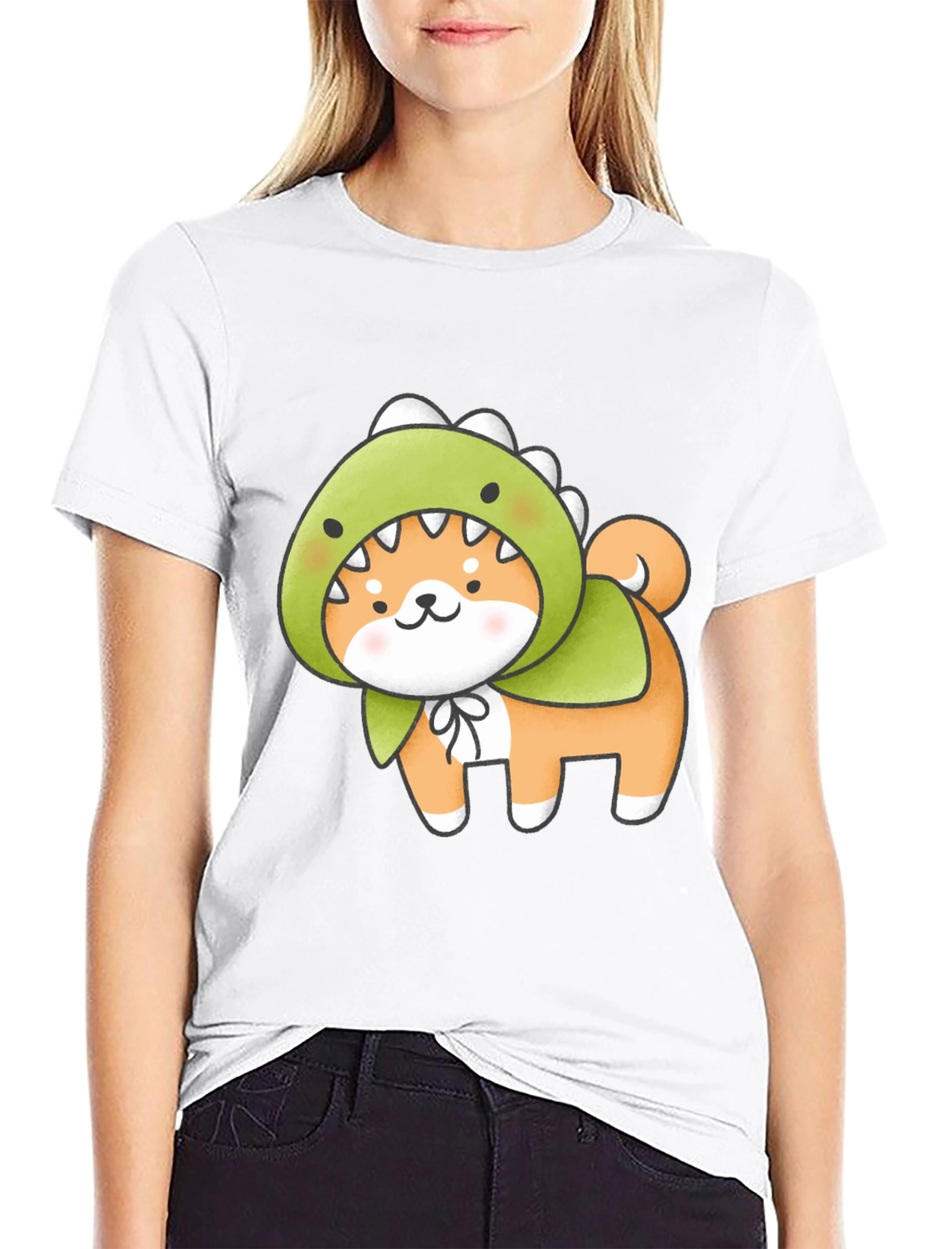 Dino Dog T-Shirt - Kawaii Shiba Inu