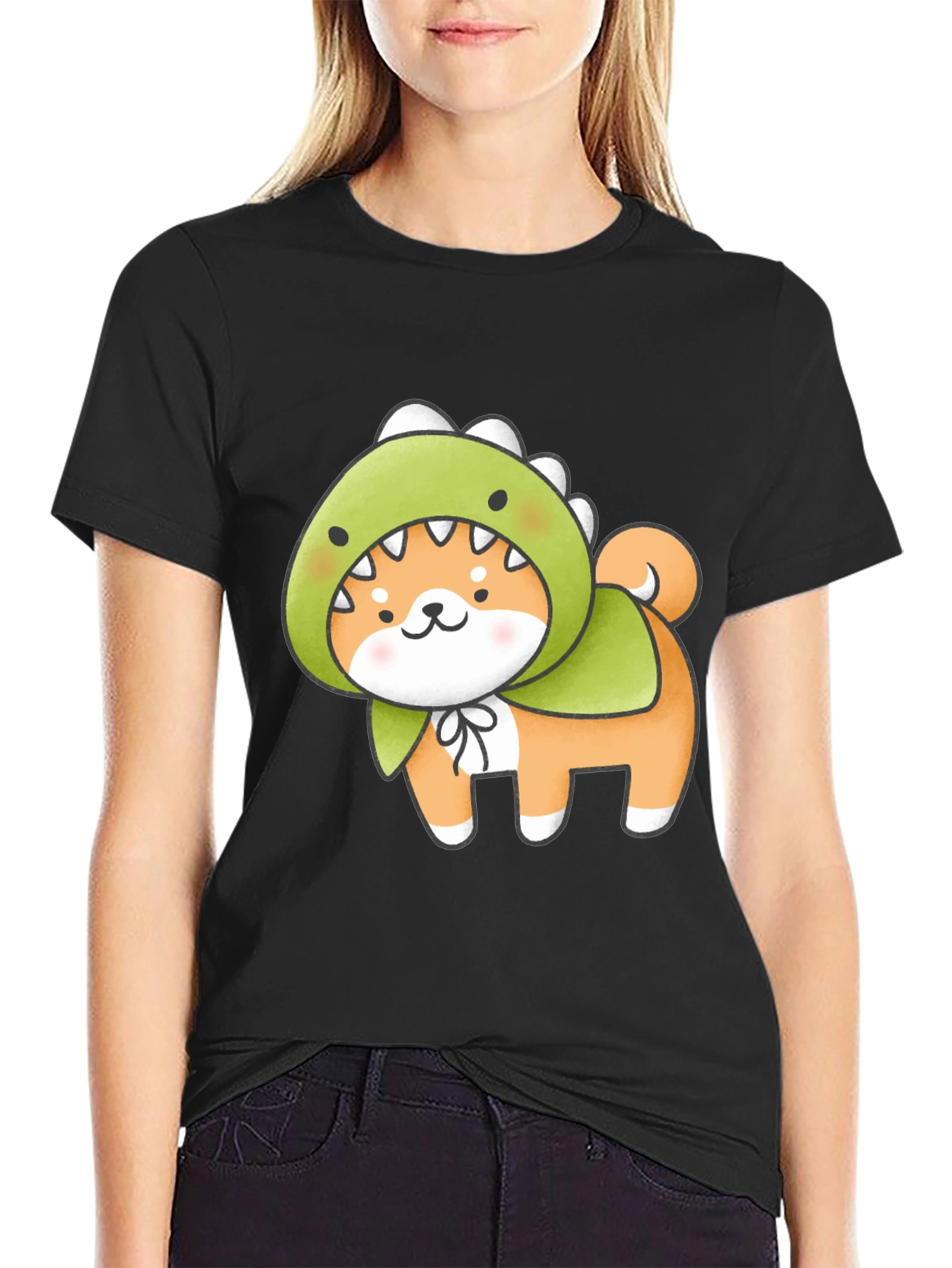 Dino Dog T-Shirt - Kawaii Shiba Inu