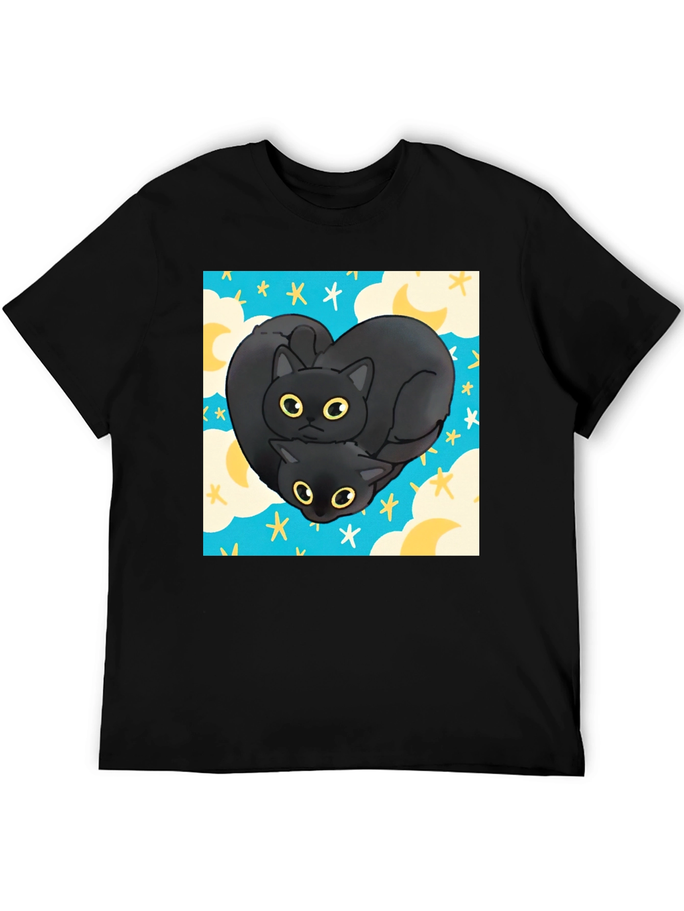 Black Cat Heart Graphic T-Shirt