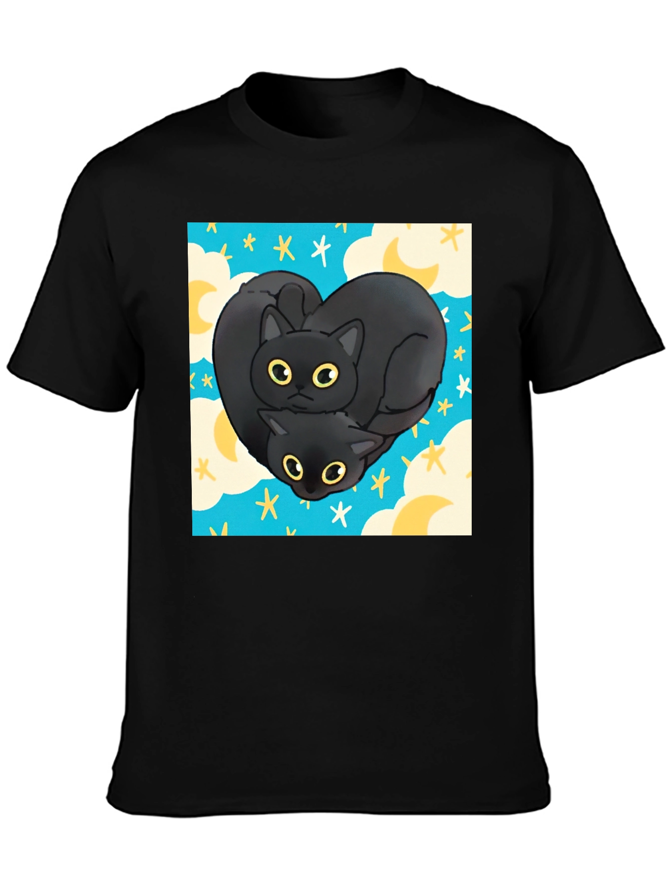 Black Cat Heart Graphic T-Shirt
