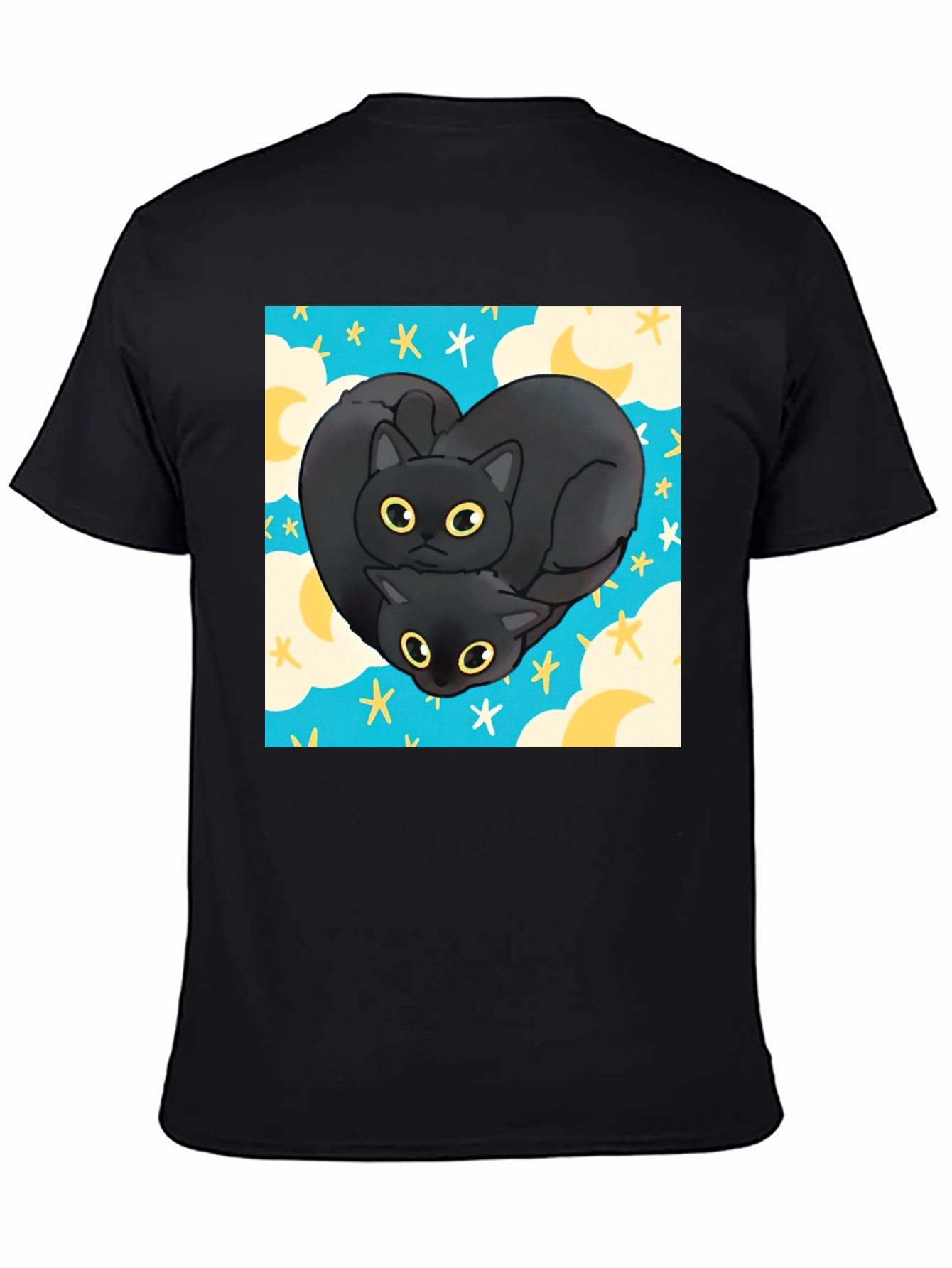 Black Cat Heart Graphic T-Shirt
