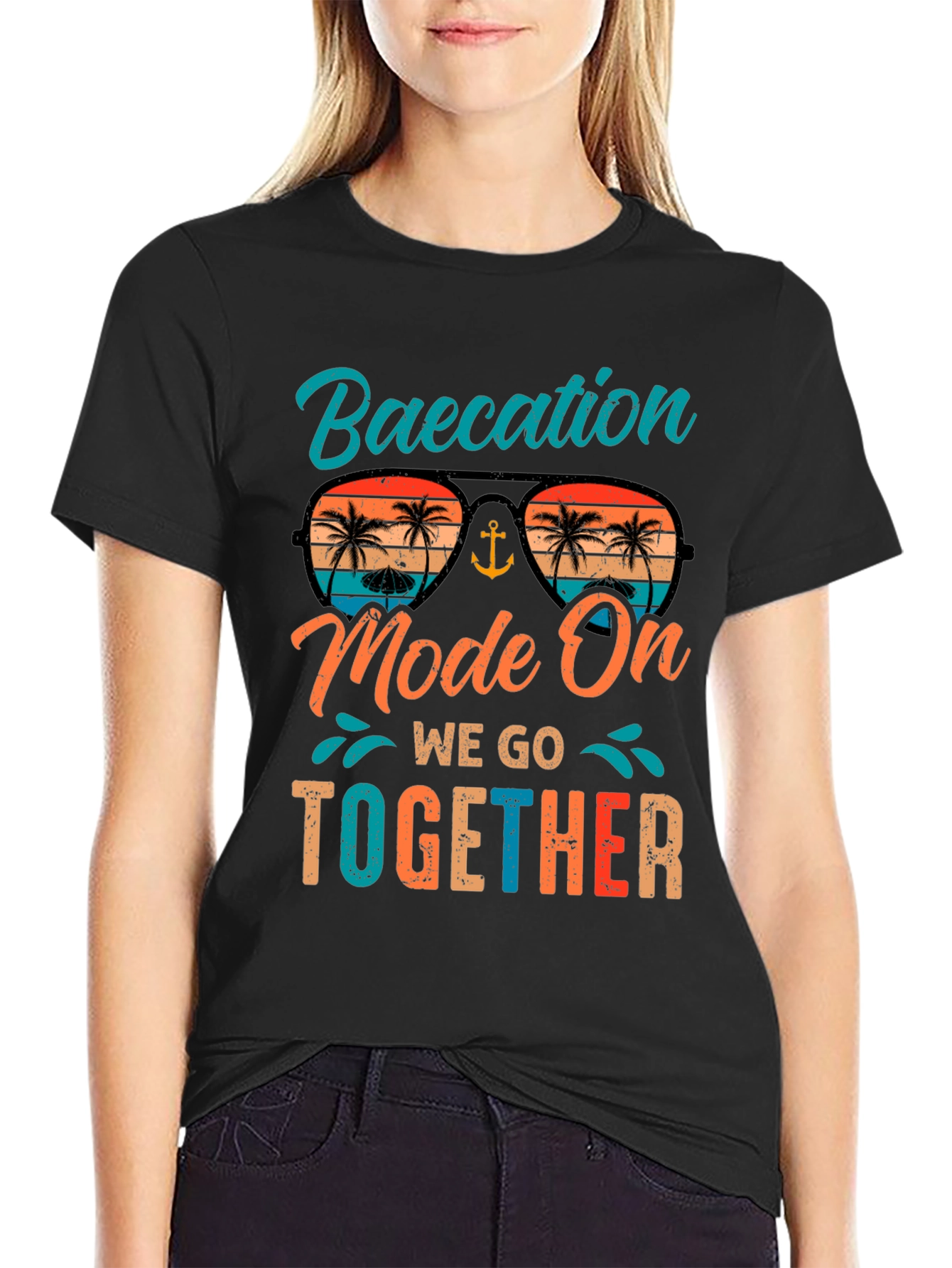 Baecation Mode On Black T-Shirt