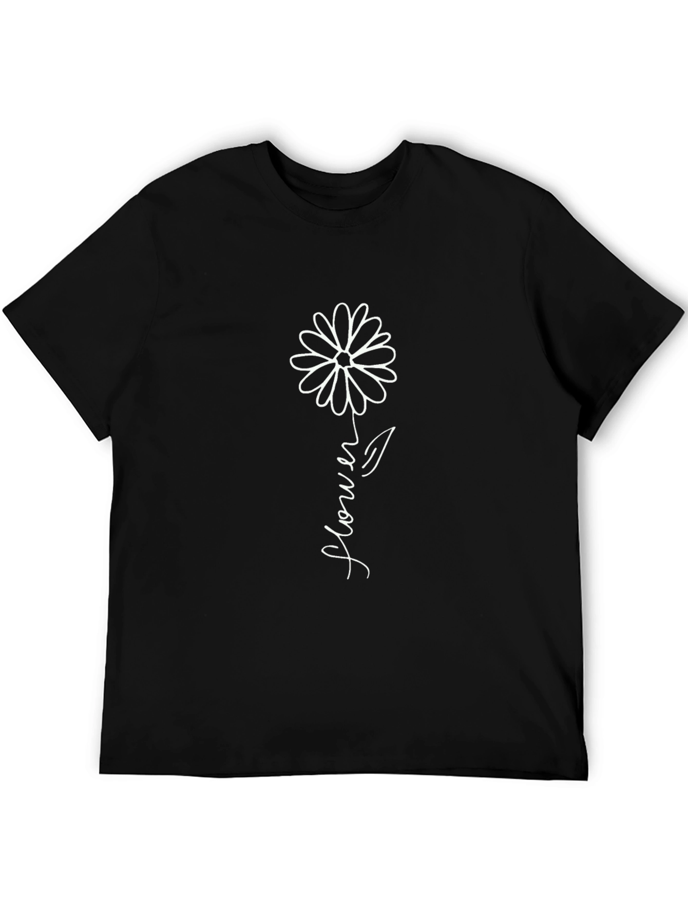 Black Flower Graphic Tee - Casual Comfort