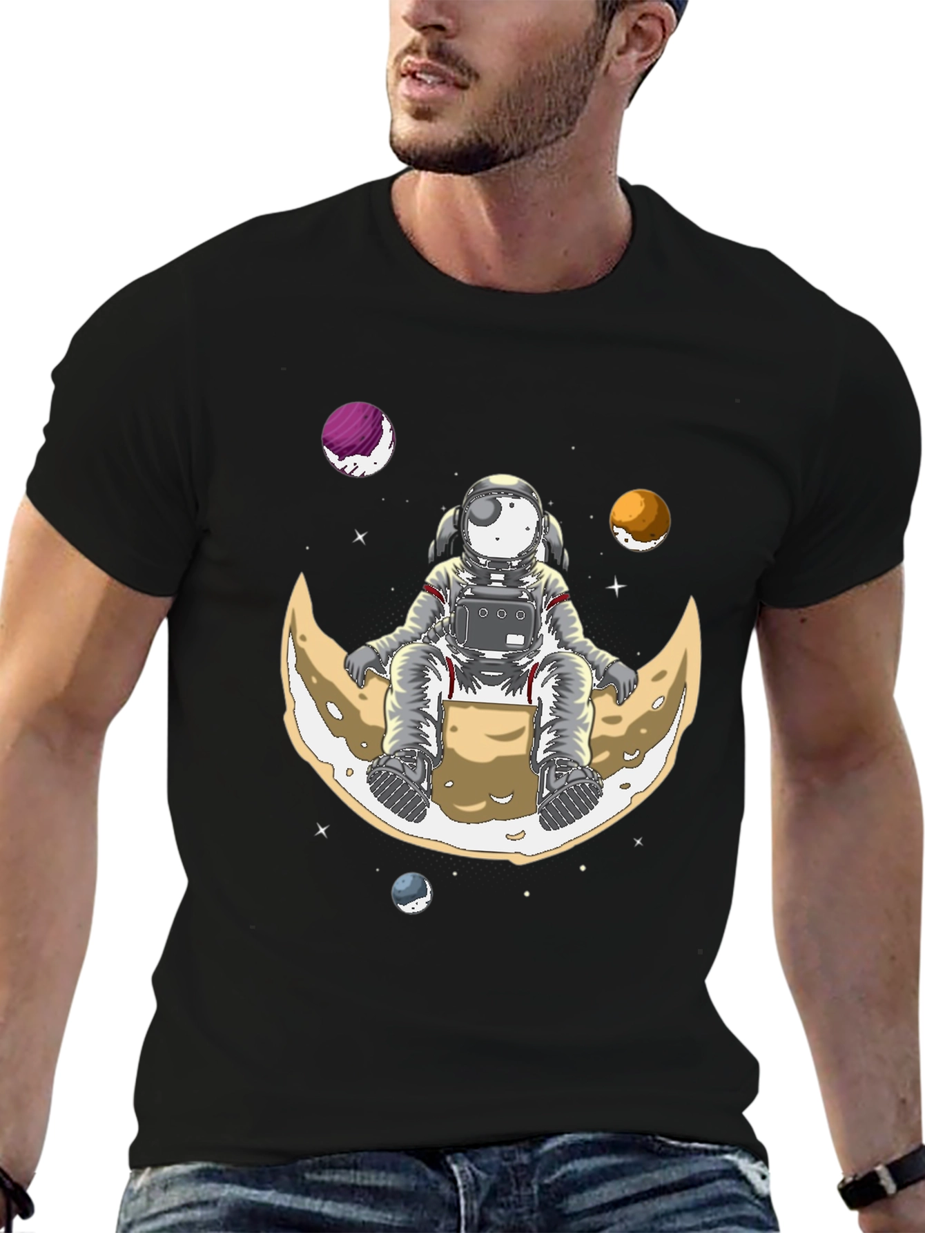 Astronaut on Moon T-Shirt - Space Graphic Tee