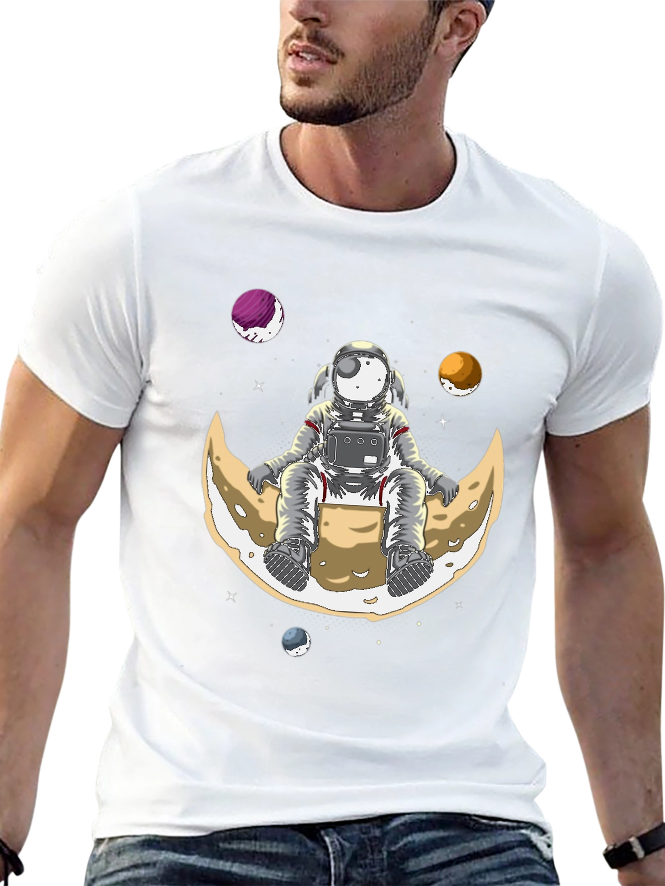 Astronaut on Moon T-Shirt - Space Graphic Tee