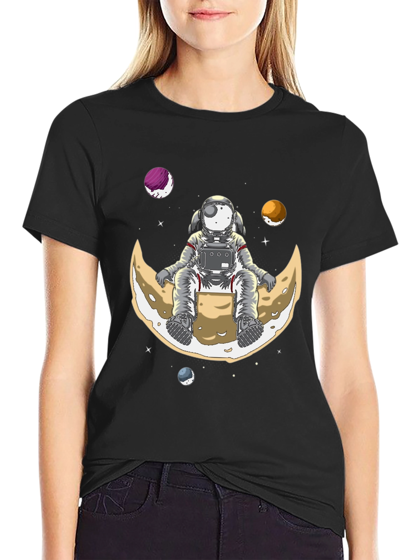 Astronaut on Moon T-Shirt - Space Graphic Tee