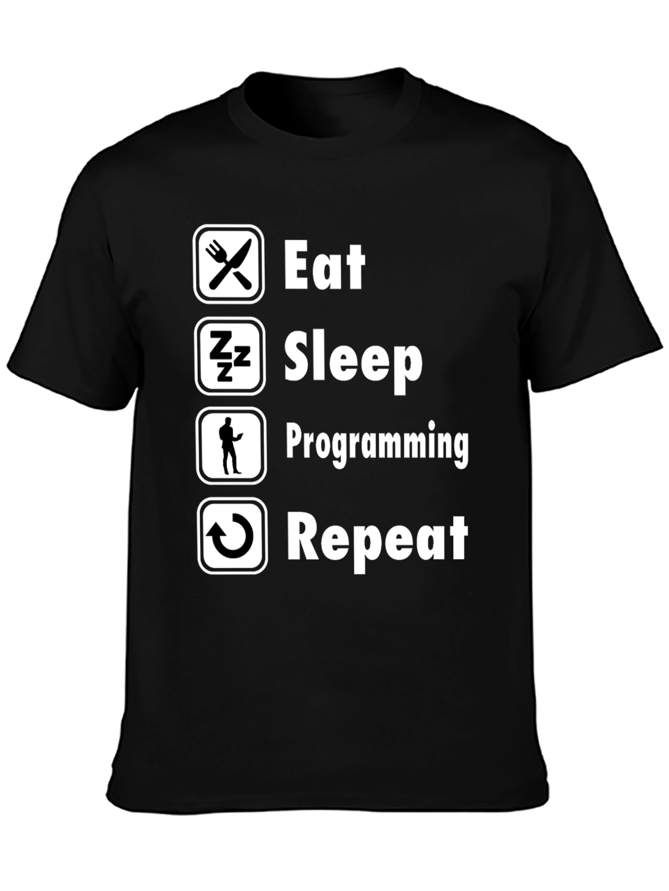 Eat Sleep Programming Repeat Black T-Shirt